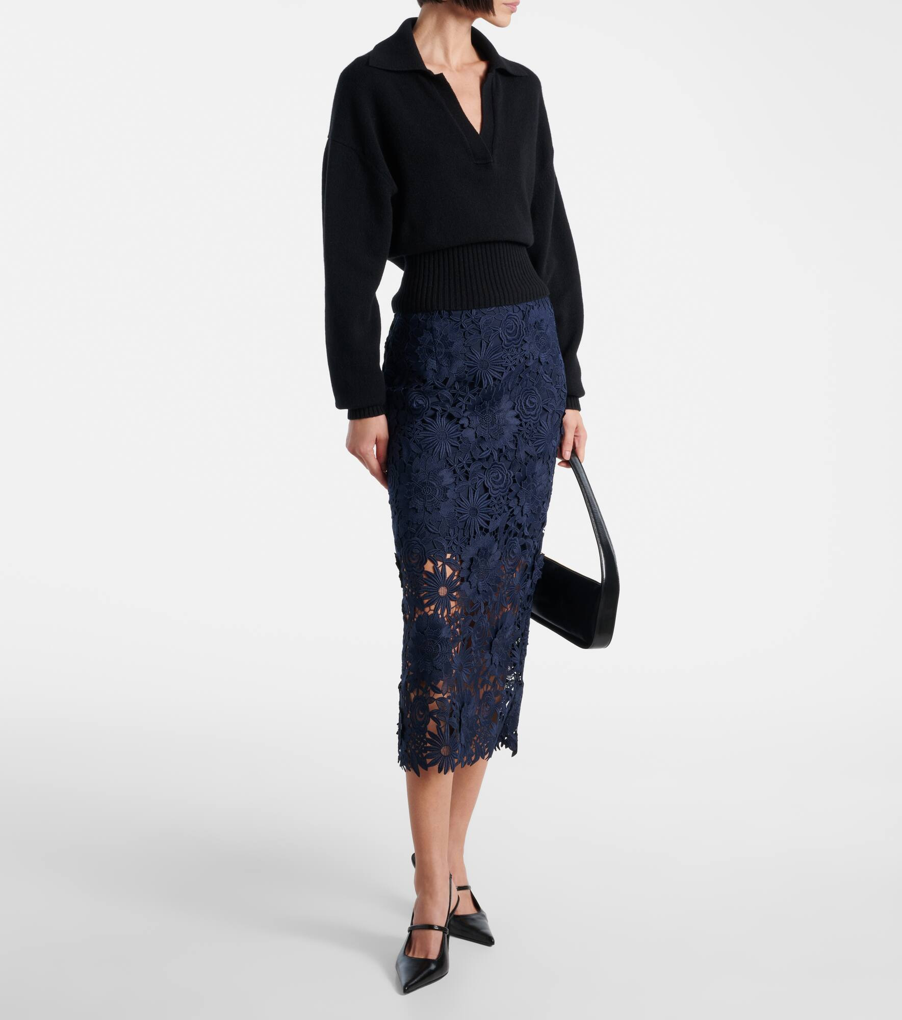 Guipure lace midi skirt - 2