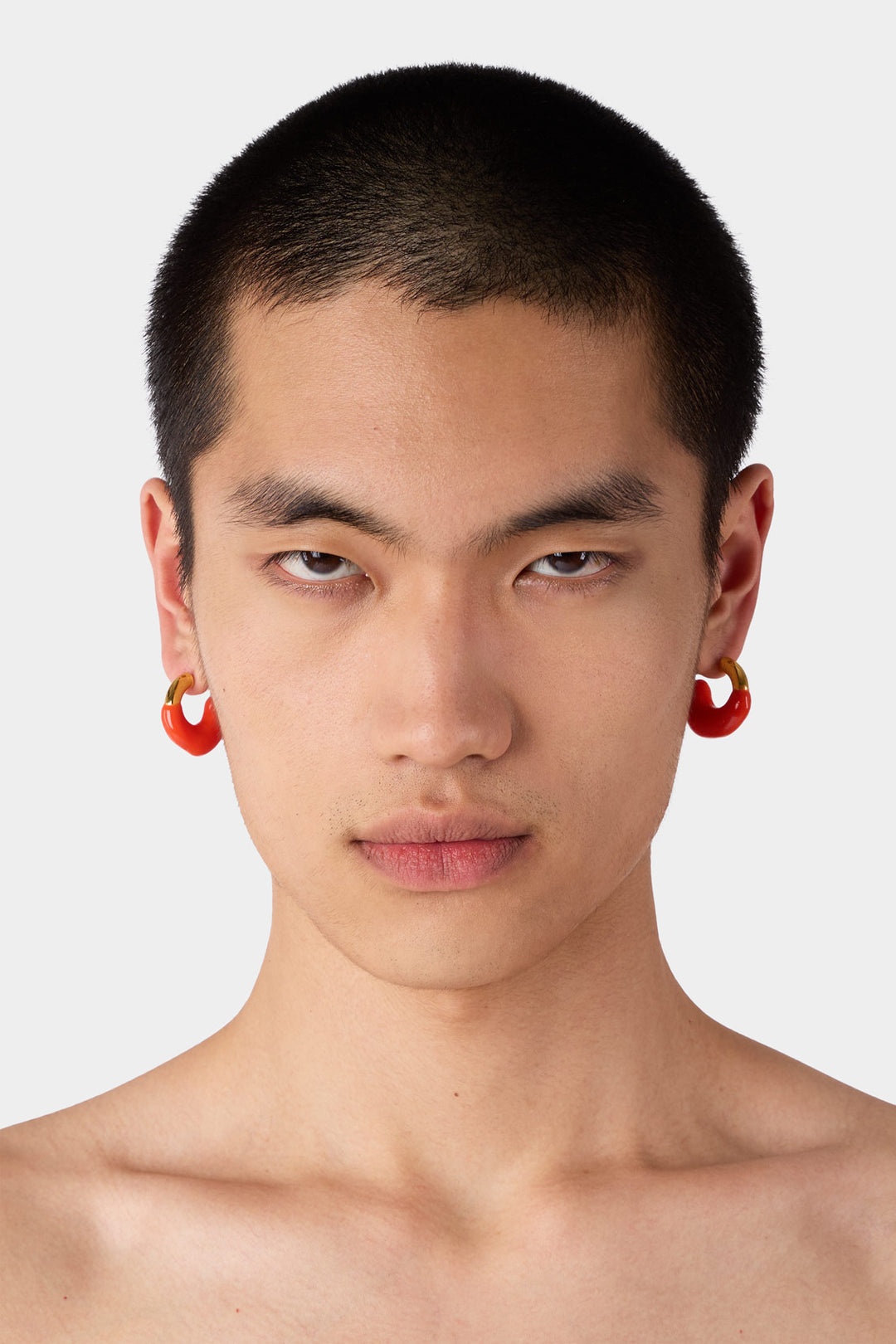 MINI RUBBERIZED EARRINGS GOLD / orange - 4
