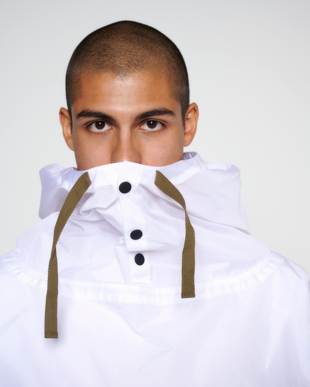 Translucent Military Smock Jacket - White - 9