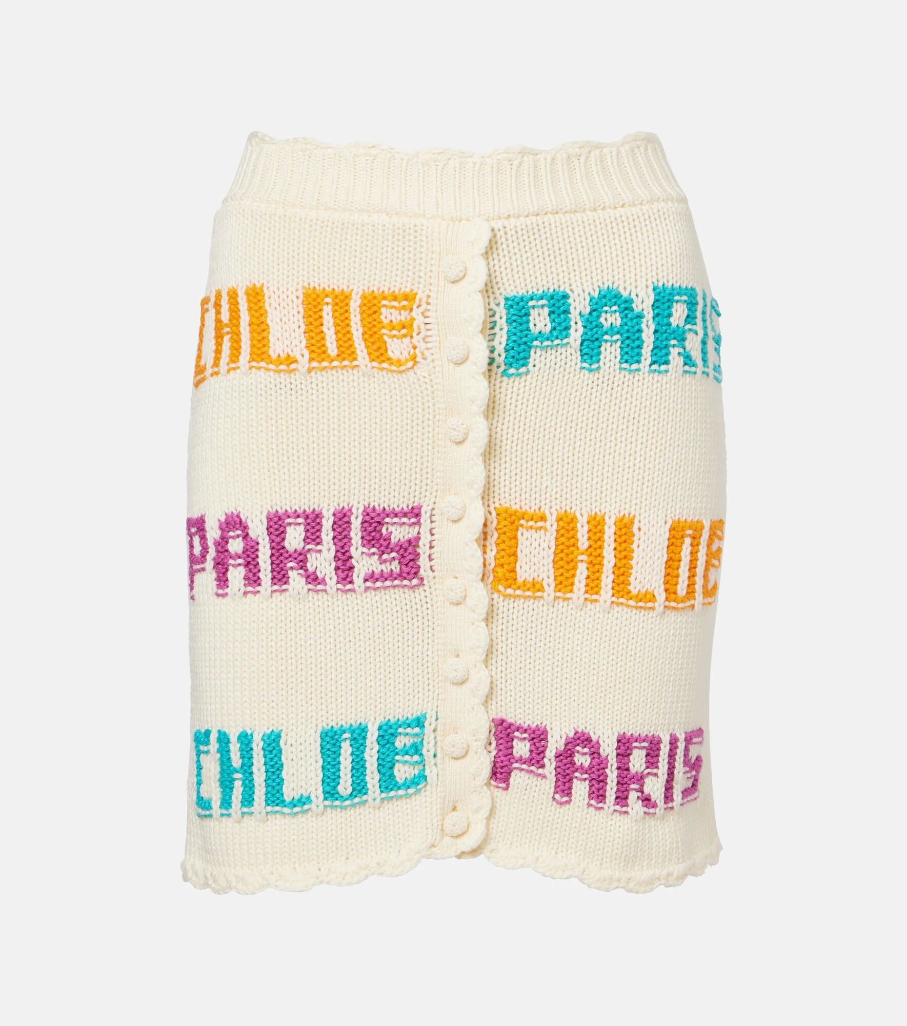 Knitted cotton miniskirt - 1