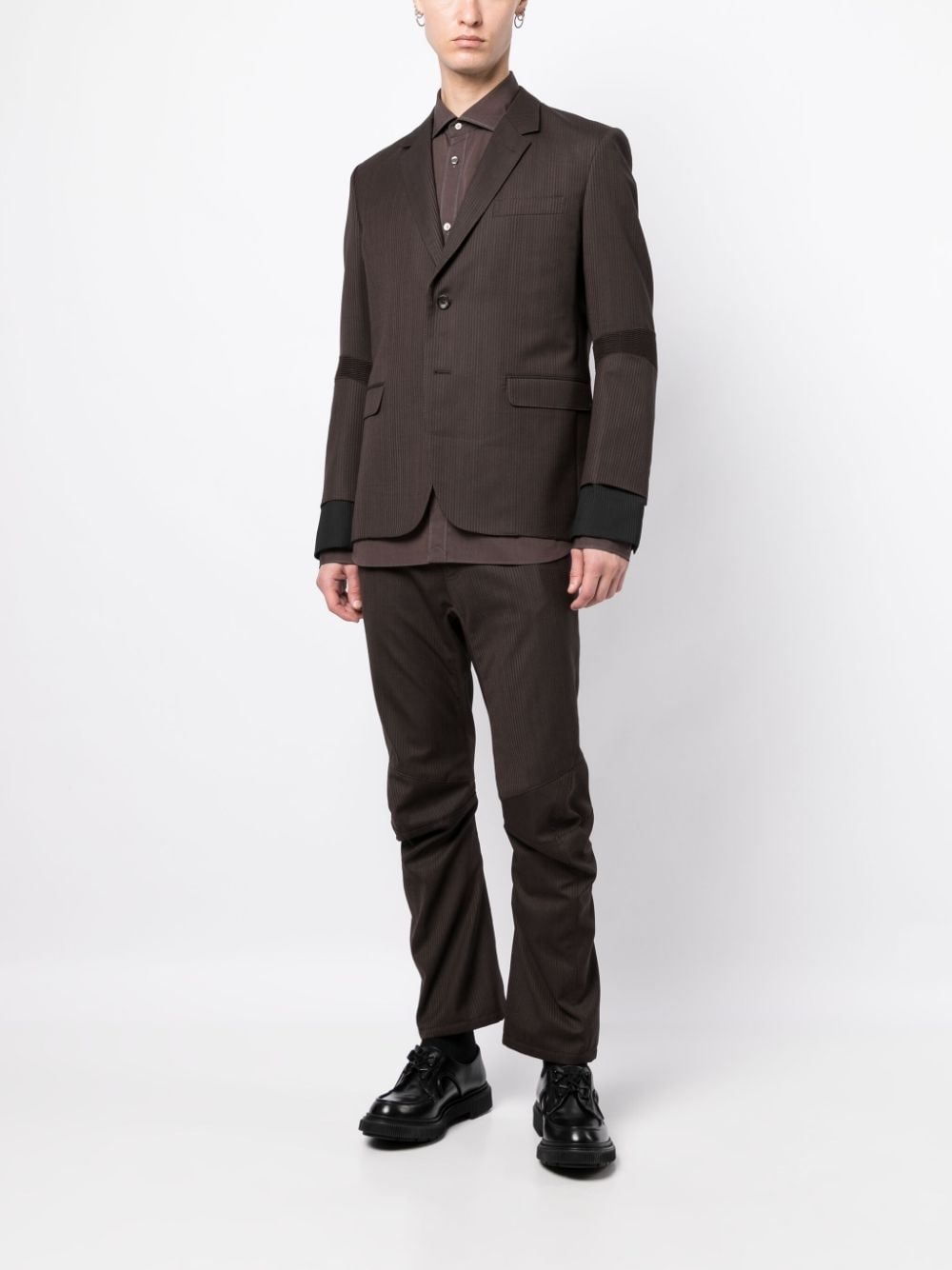 stripe-print ruched tailored trousers - 4