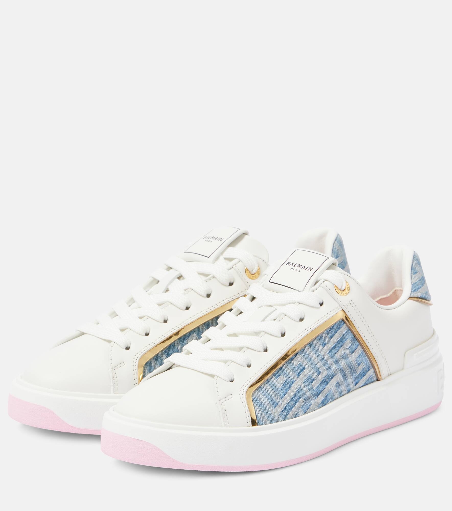 B-Court denim-trimmed leather sneakers - 5