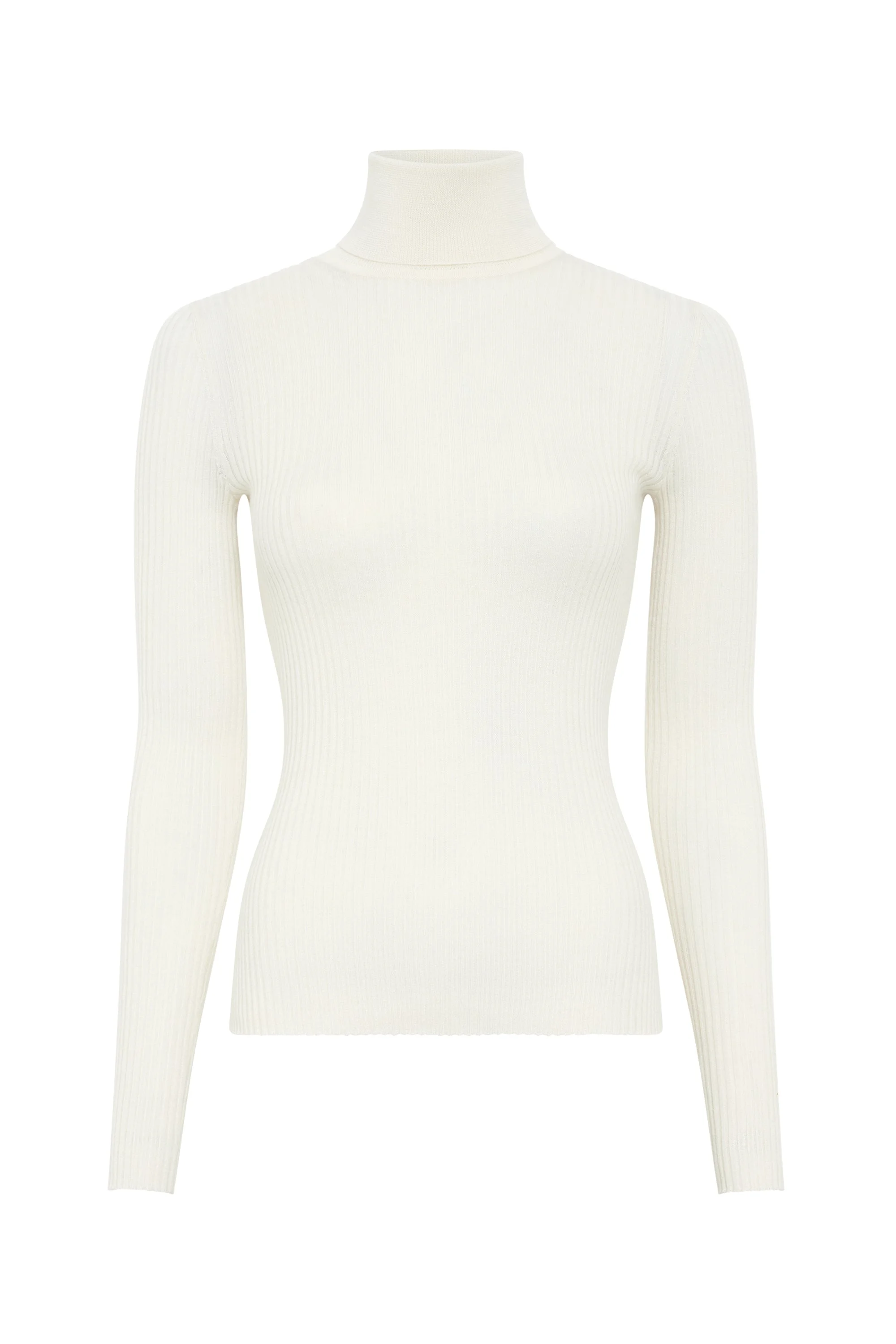 Peppe Knit Turtleneck in Ivory Cashmere Silk - 1