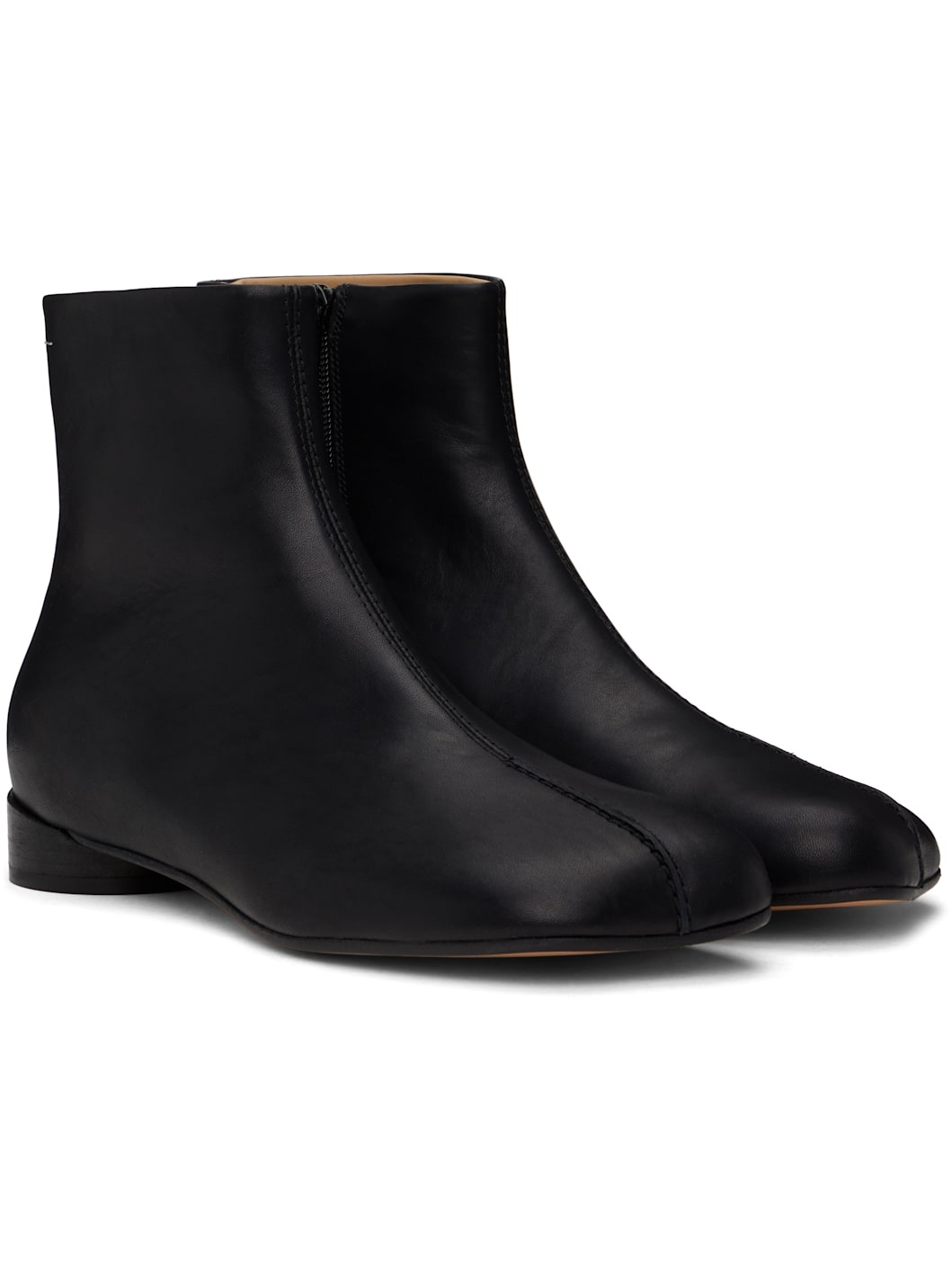 Black Stitch-Out Ankle Boots - 4