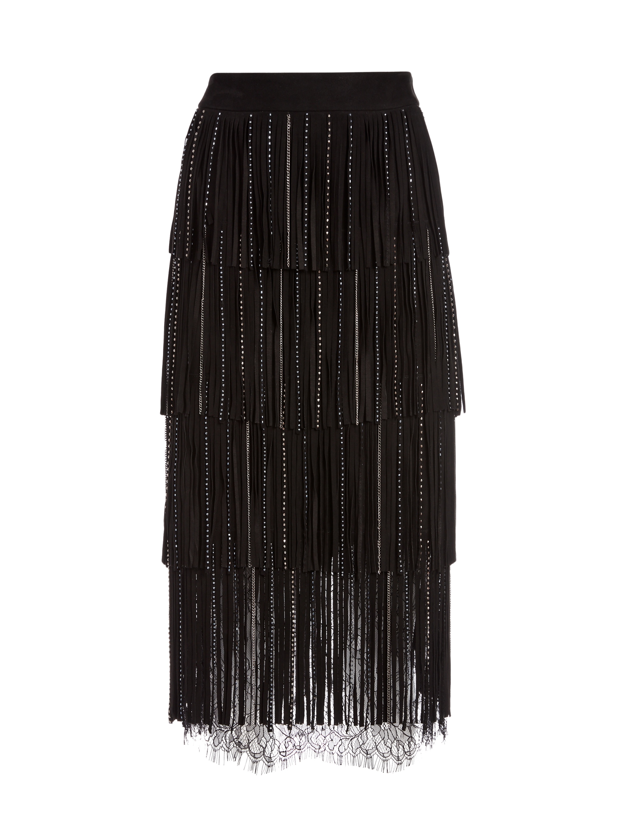 MISHA SUEDE FRINGE MIDI SKIRT - 2