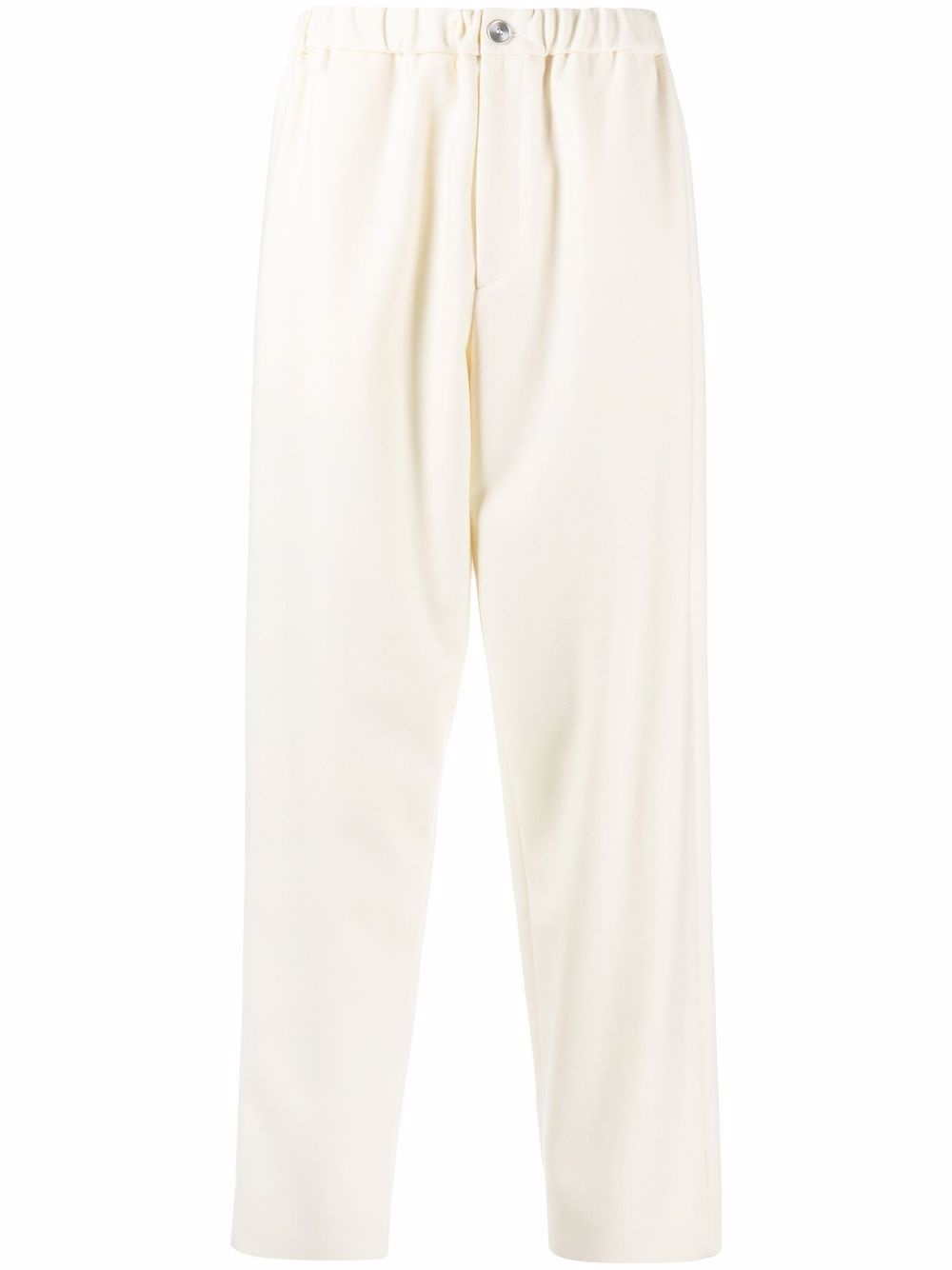 elasticated-waist straight-leg trousers - 1