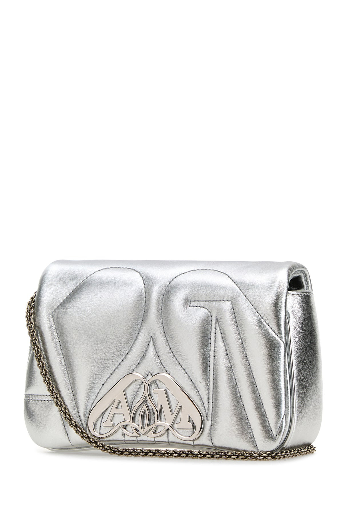 Silver leather mini Seal clutch - 2