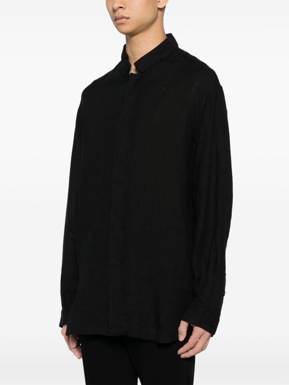 concealed-fastening virgin-wool shirt - 3