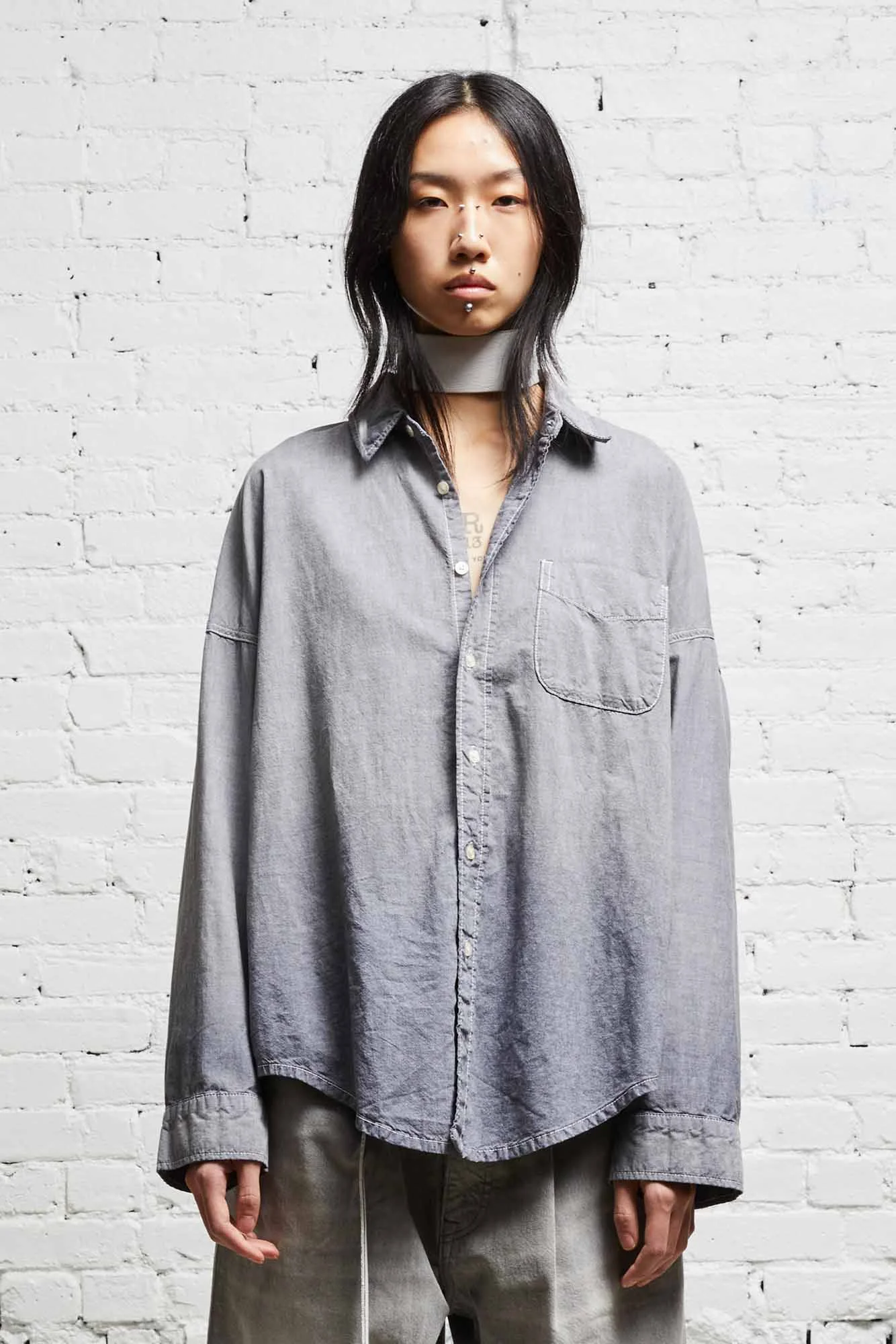 LONG SLEEVE BUTTON-UP - BLACK CHAMBRAY - 1