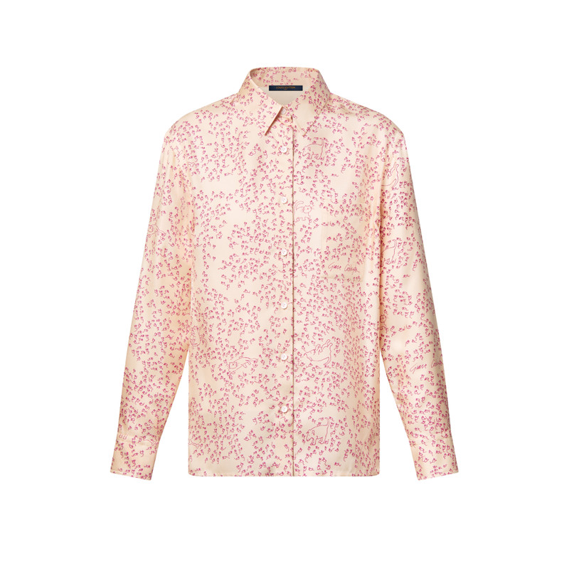 Cat-and-Mouse Print Silk Shirt 1