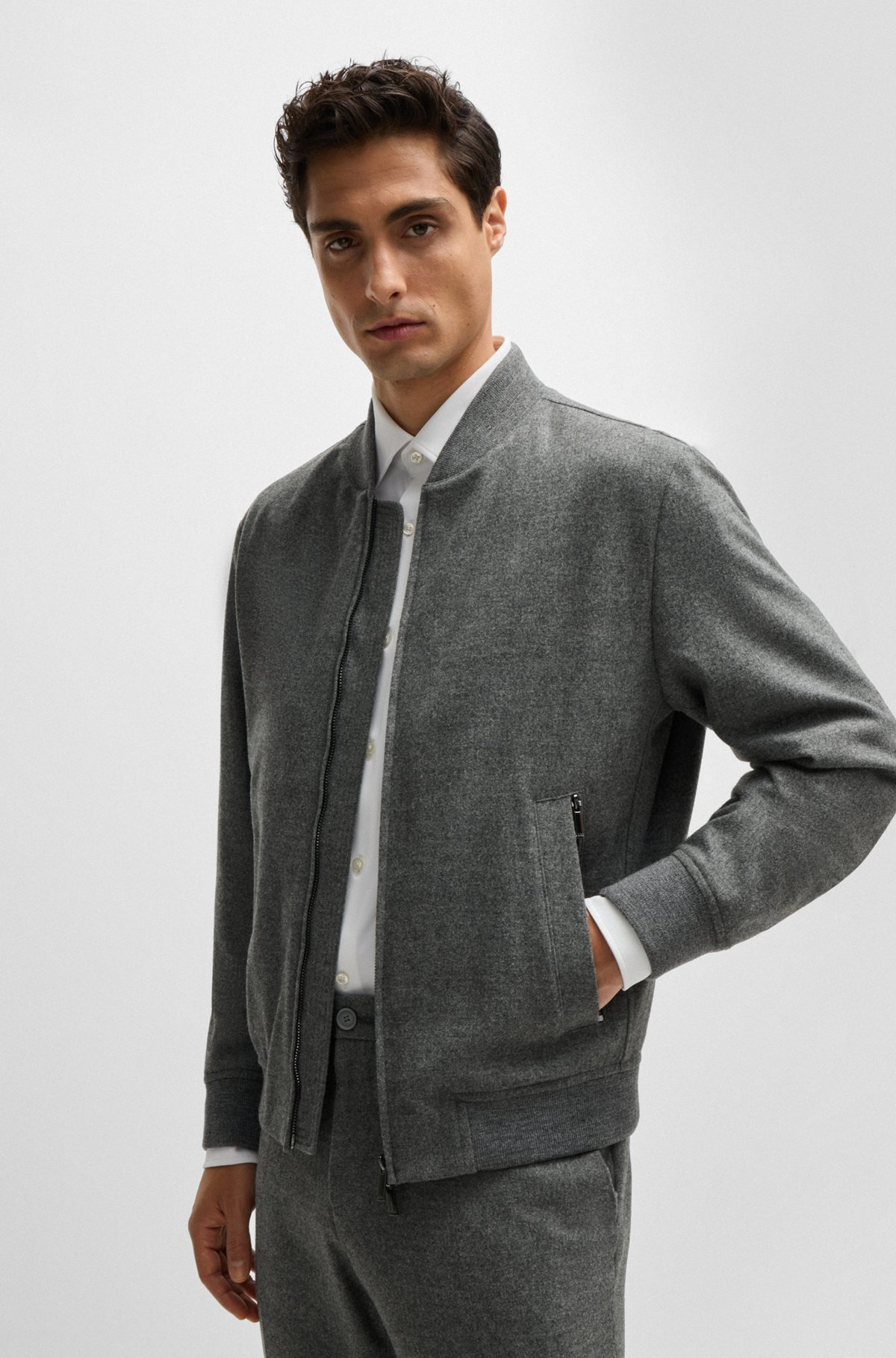 SLIM-FIT JACKET WITH TWO-WAY FRONT ZIP - 6