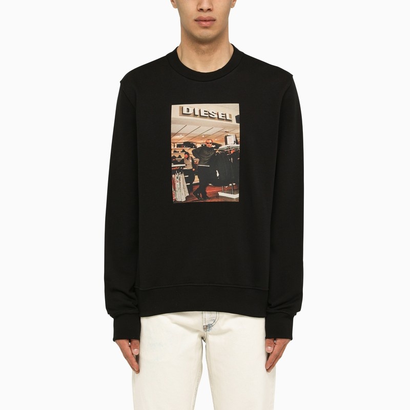 Black crewneck sweatshirt with print - 1