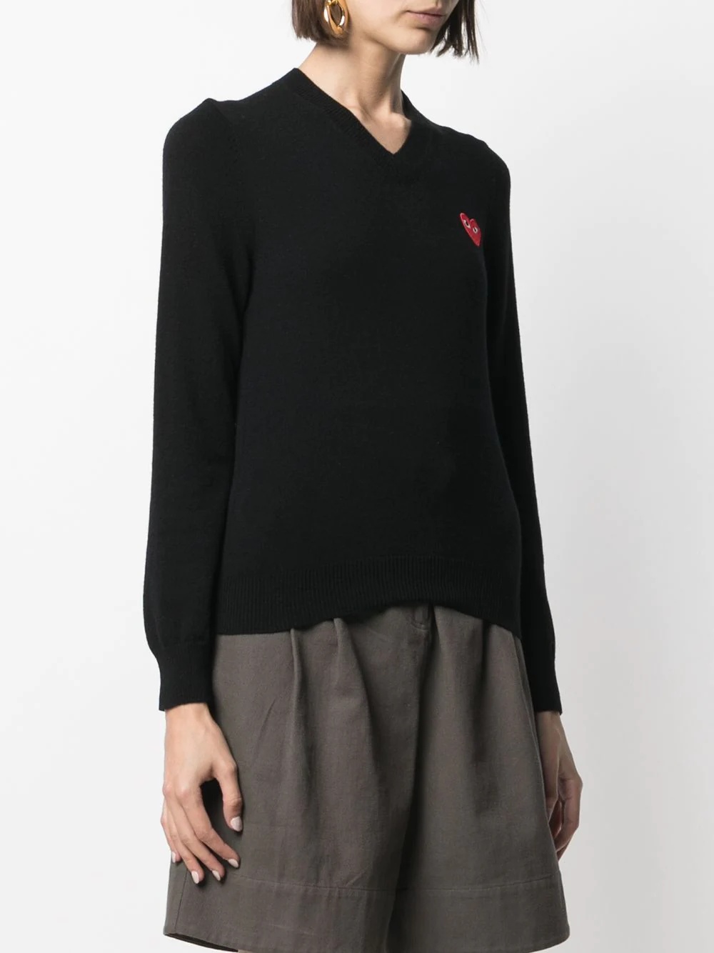 motif V-neck jumper - 3