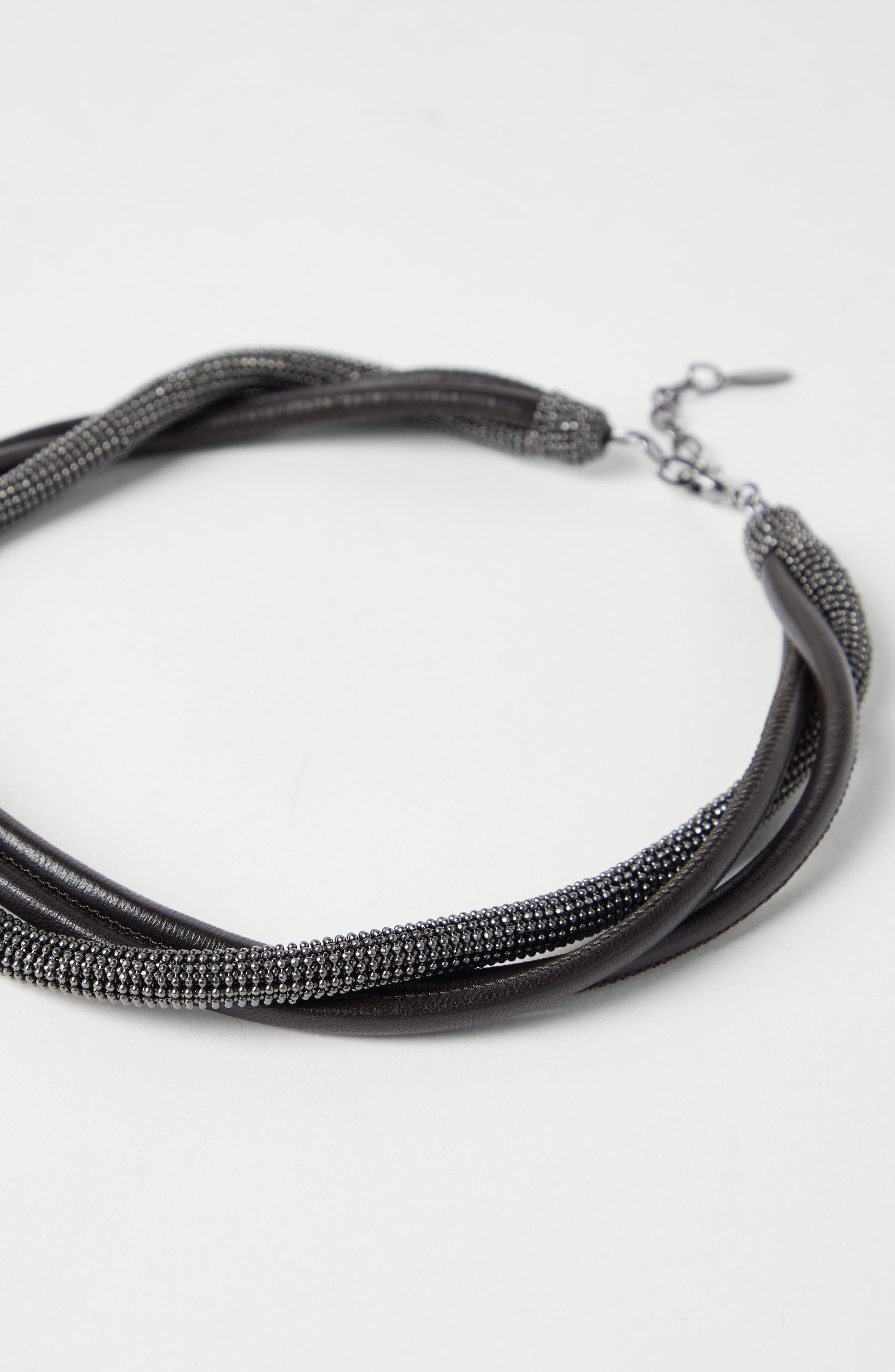 Brunello Cucinelli Precious leather choker in Black at Nordstrom - 3