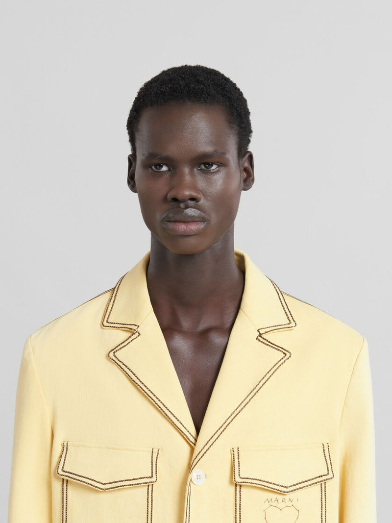 YELLOW ORGANIC DENIM BLAZER WITH CONTRAST STITCHING 4