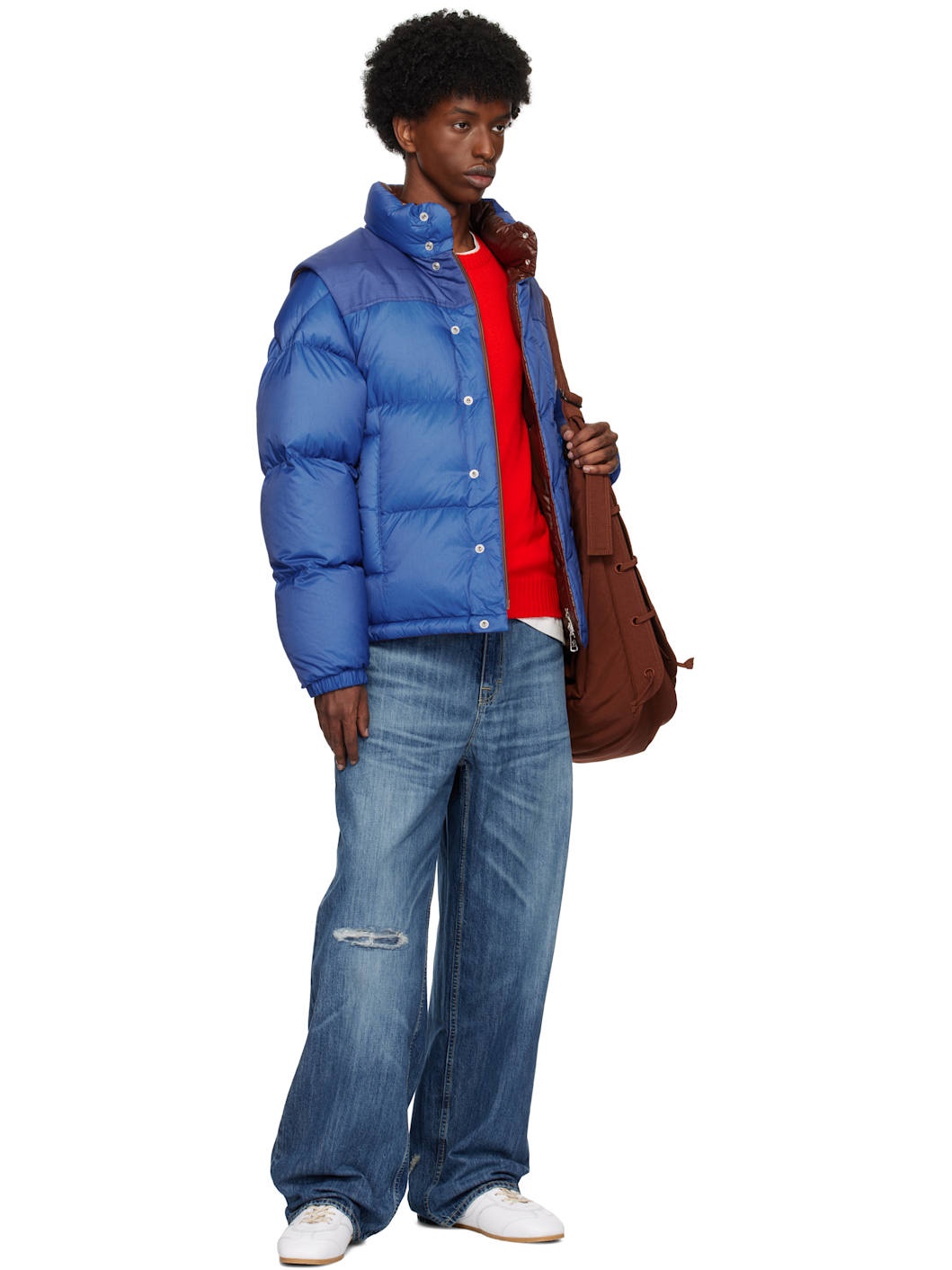 Blue & Brown Verone Short Reversible Down Jacket - 5