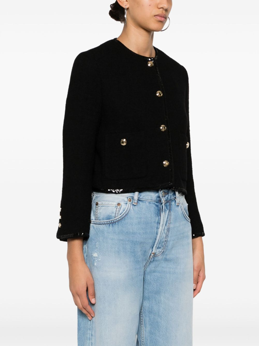 sequin-embellished tweed jacket - 3