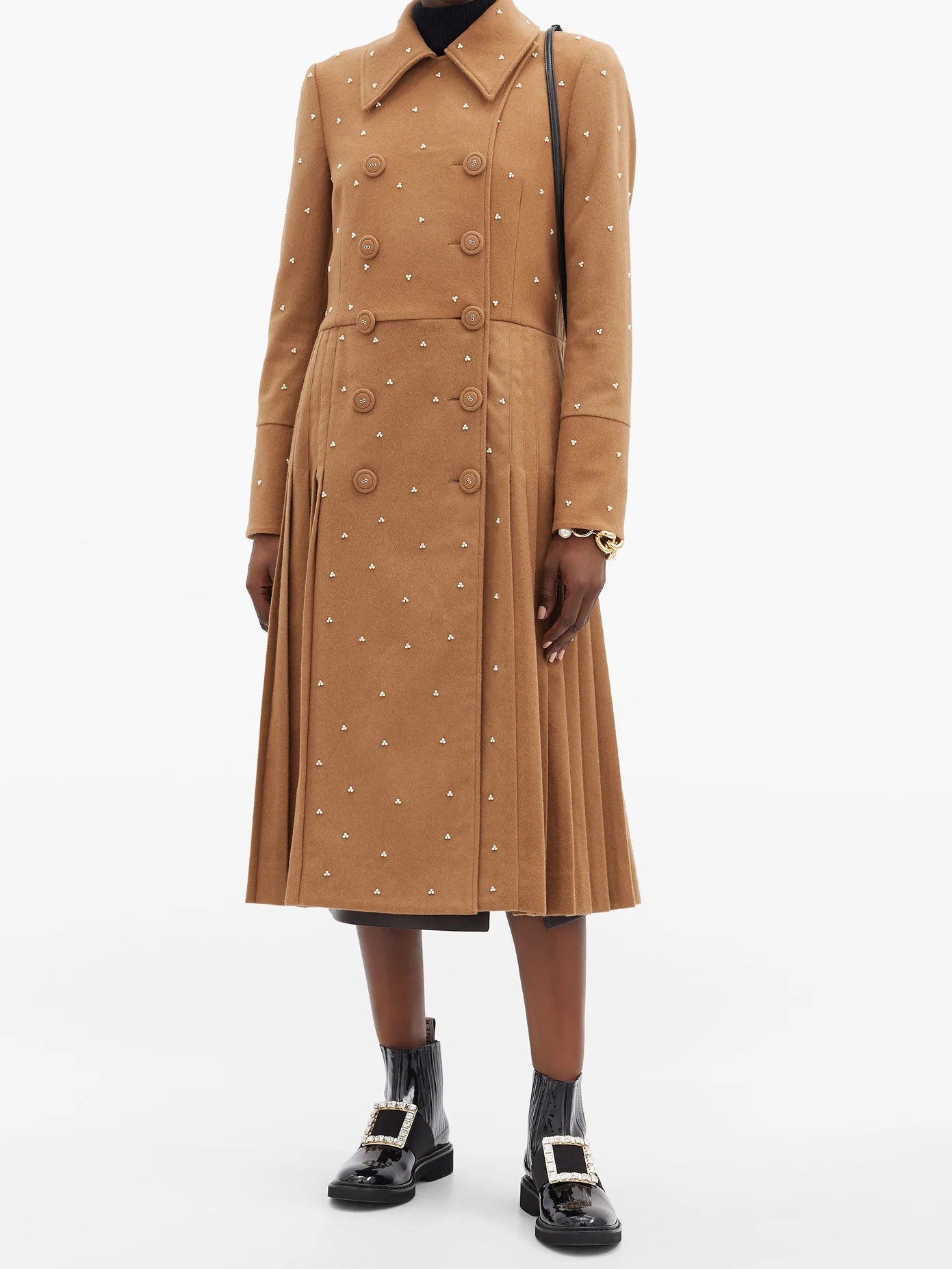 Murray pearl-embellished wool-blend coat - 2