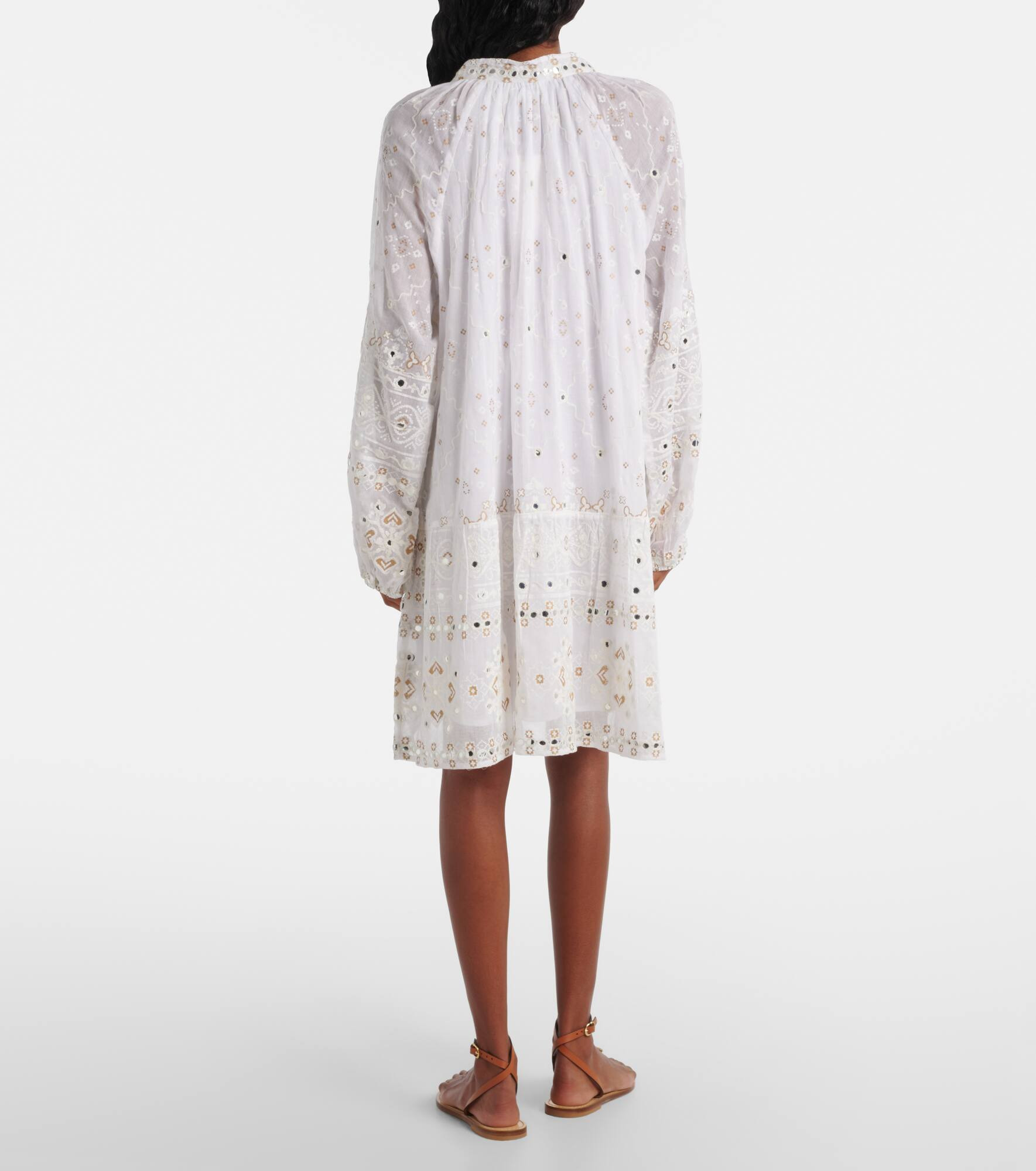 Embroidered cotton minidress - 3