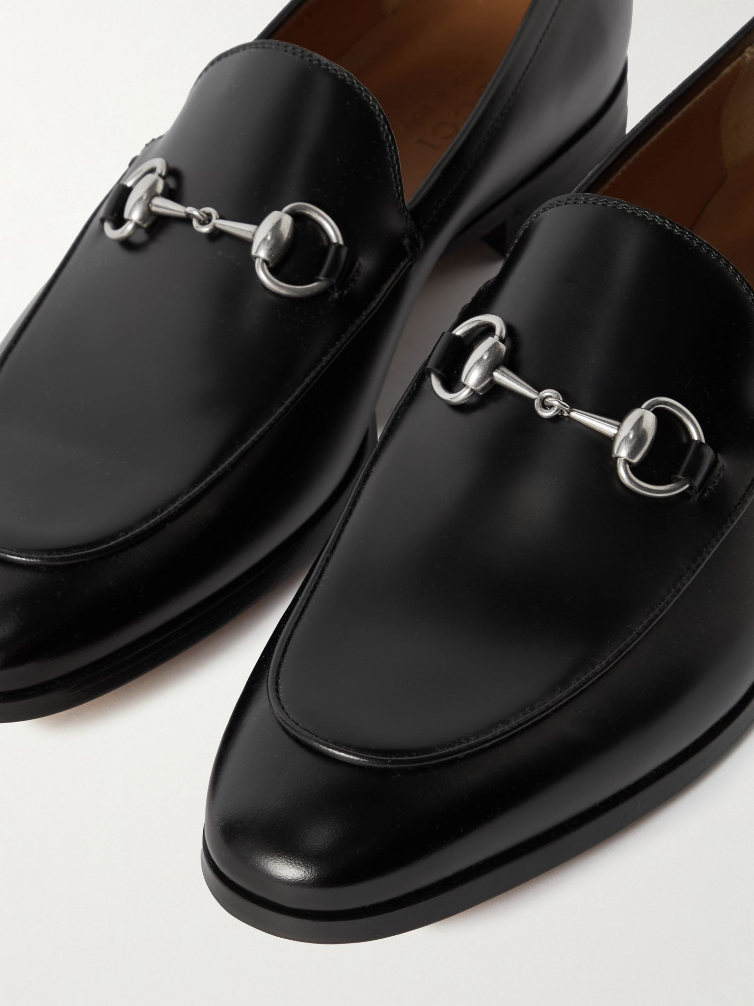 Horsebit Leather Loafers Black - 6