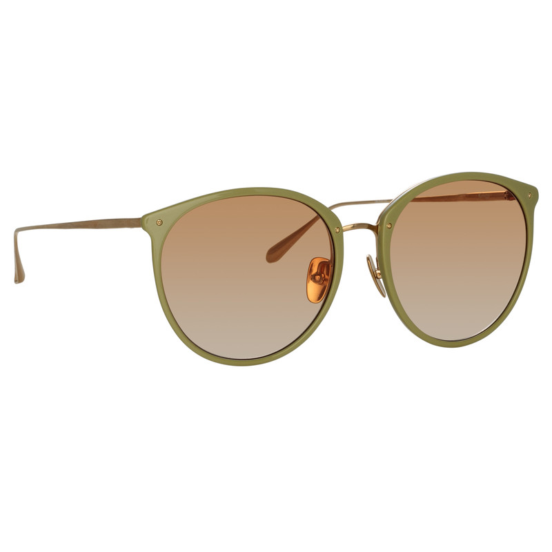 LINDA FARROW KINGS OVERSIZED SUNGLASSES IN SAGE outlook