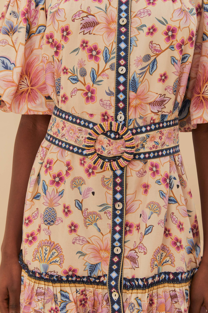 Cream Superbloom Tapestry Puff Sleeve Mini Dress 4