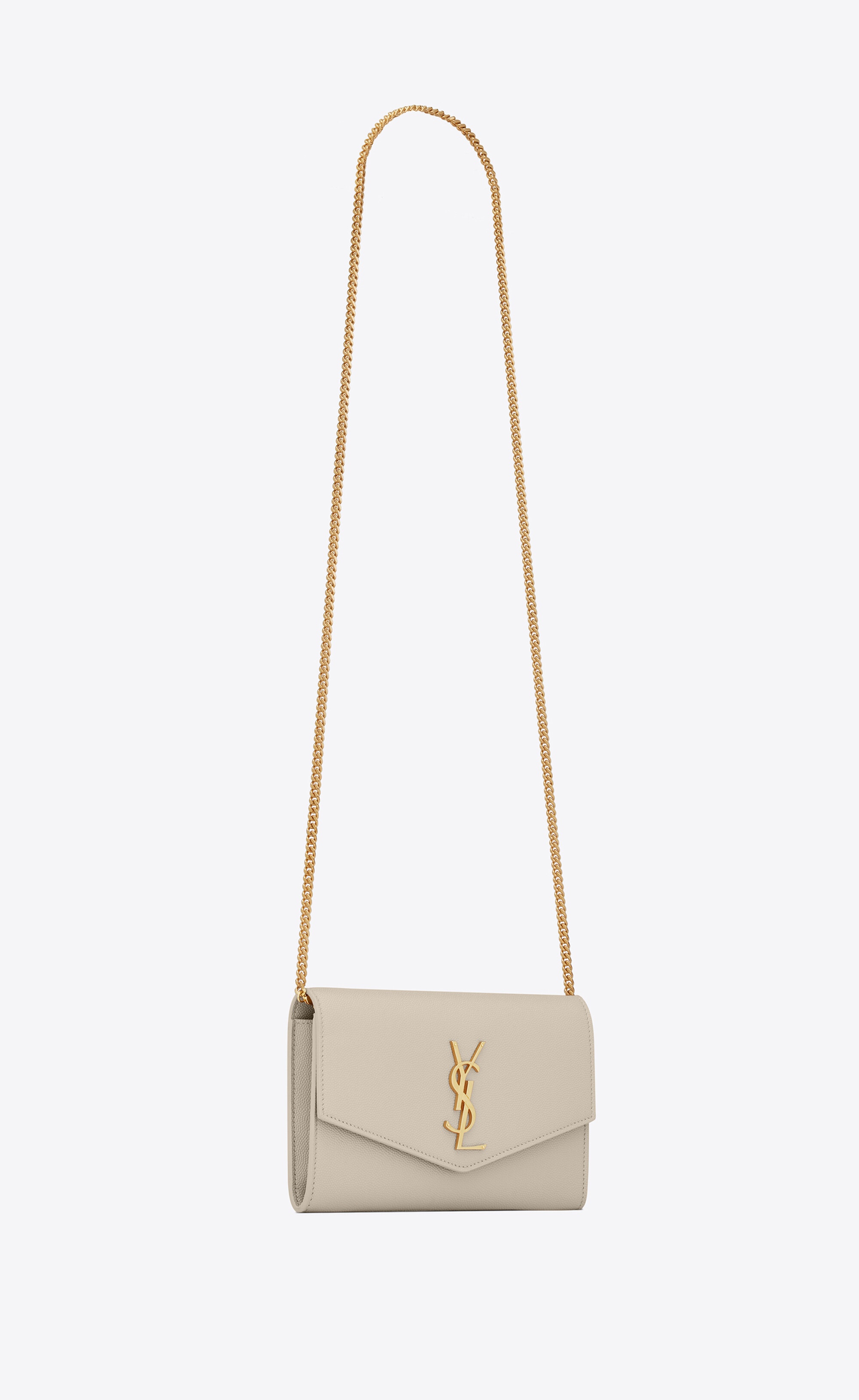 uptown chain wallet in grain de poudre embossed leather - 7