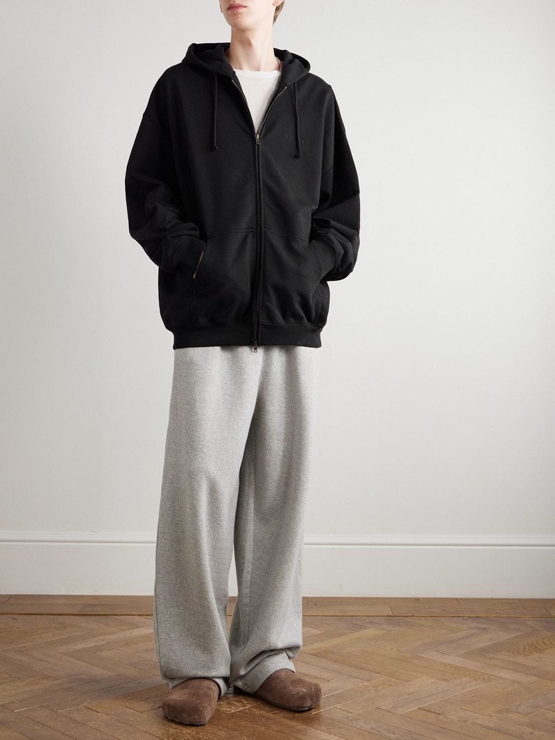 VETEMENTS Oversized Logo-Embroidered Cotton-Blend Jersey Zip-Up Hoodie Black outlook