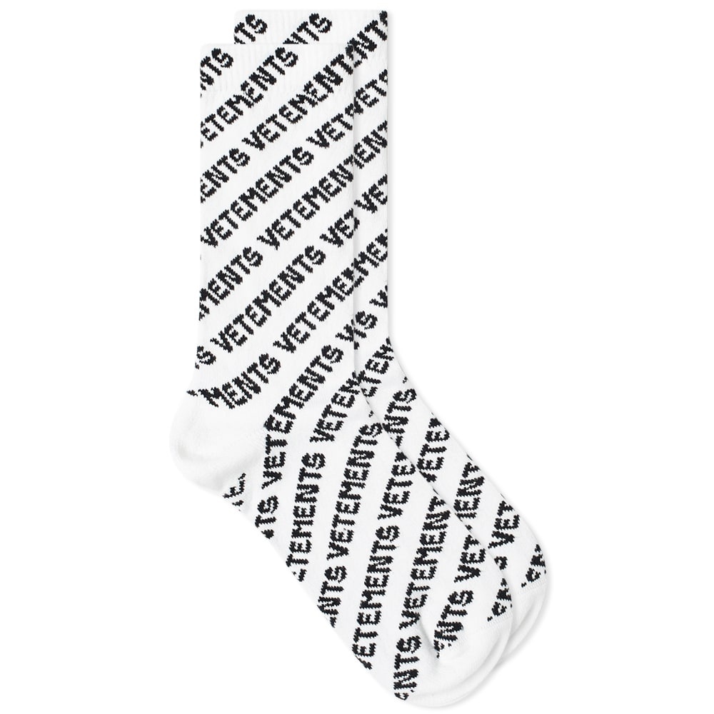 VETEMENTS All Over Print Logo Sock - 1