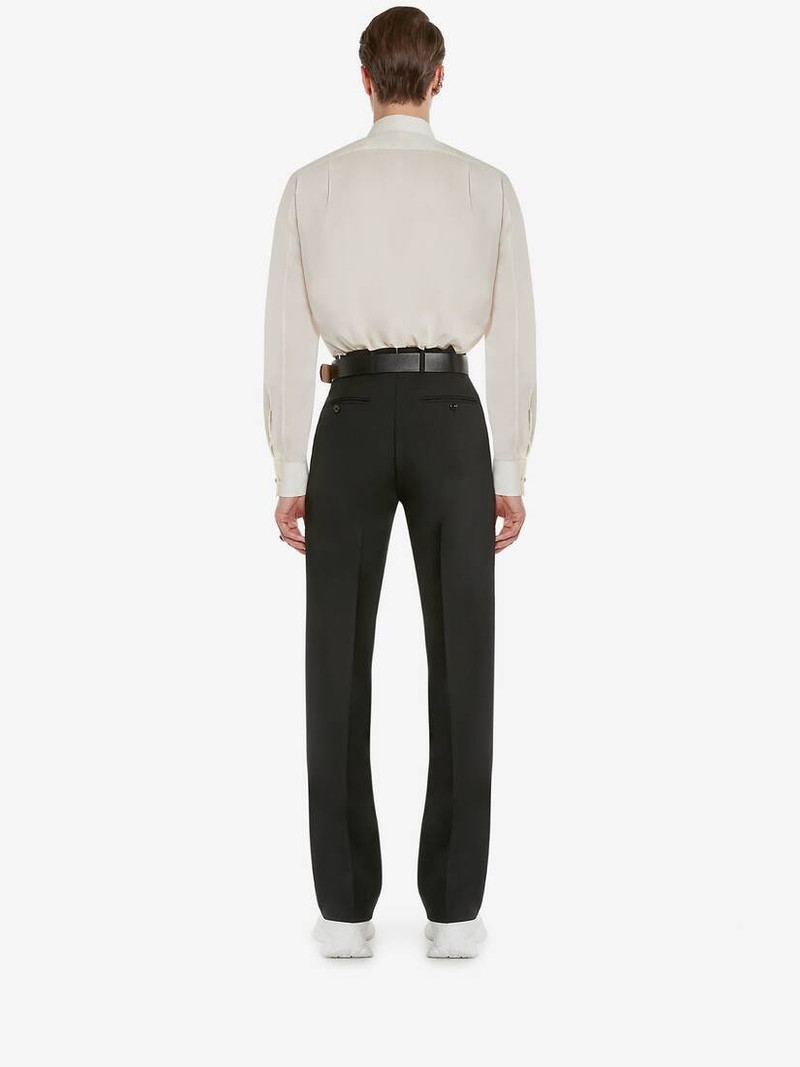 Men's Cotton Voile Pleated Bib Shirt in White 4