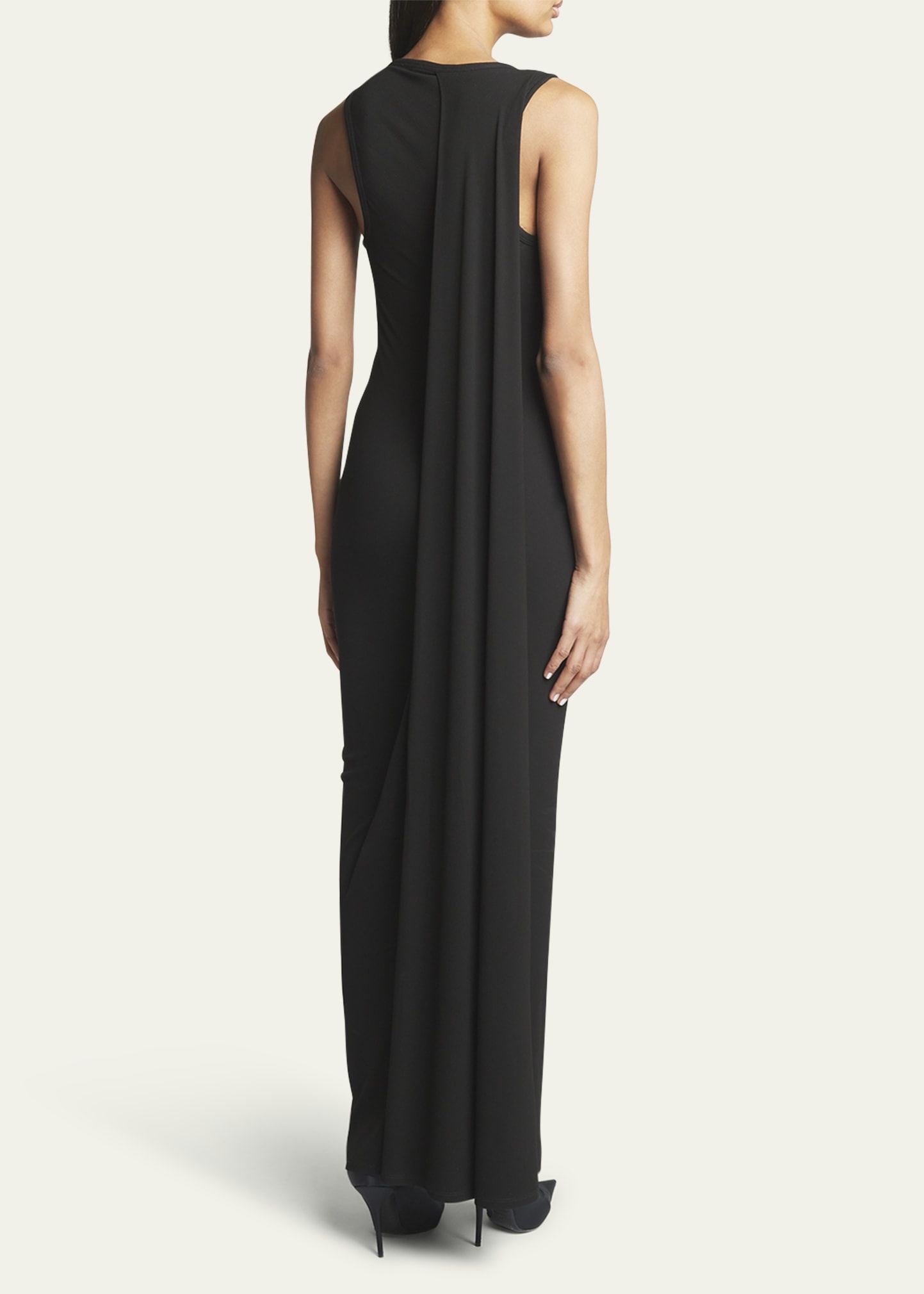 Ribbed Tank Top Gown with Draped Back - 3