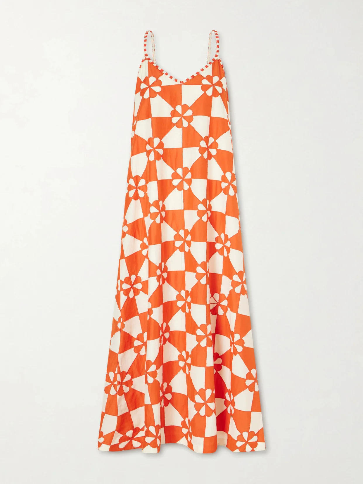 Spice Ibis Patchwork Bead-embellished Cotton And Silk-blend Midi Dress - 1