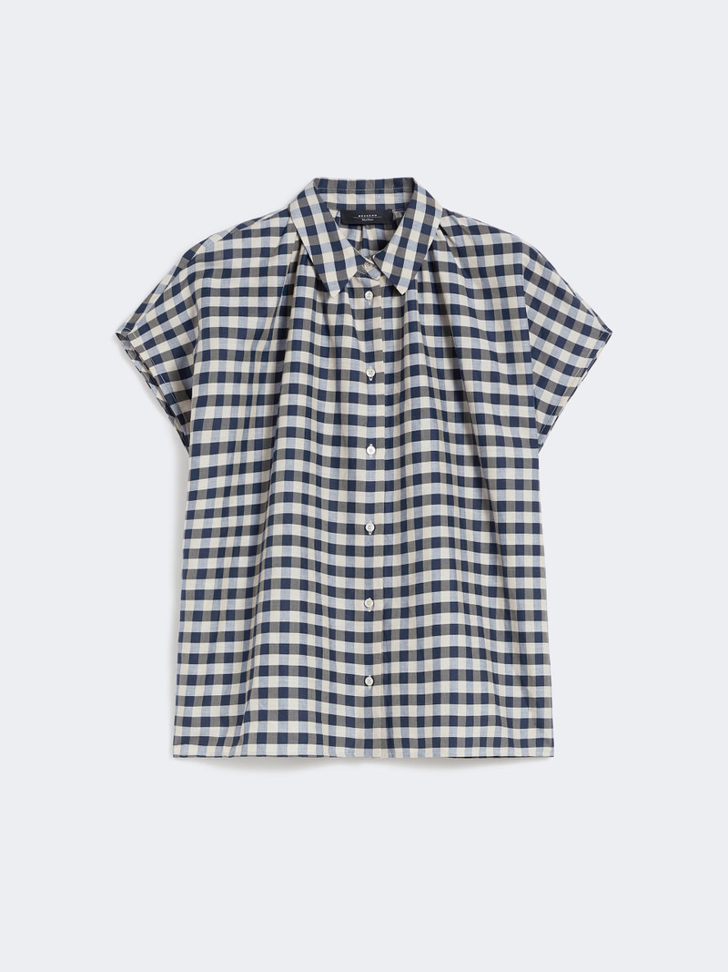 STRANO Cotton and ramie batavia shirt - NAVY 1