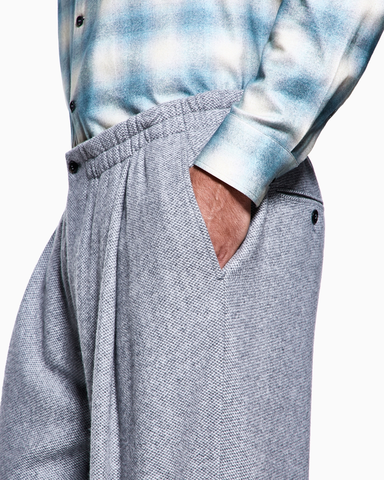 SINGLE-PLEAT TROUSERS IN KNIT-EFFECT CASHMERE - 5