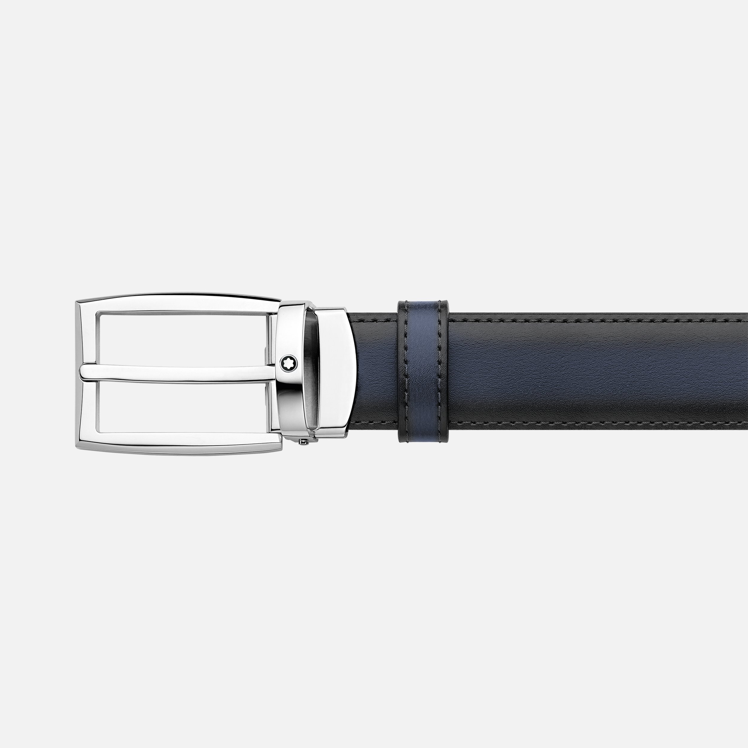 Black/blue 30 mm reversible leather belt - 3