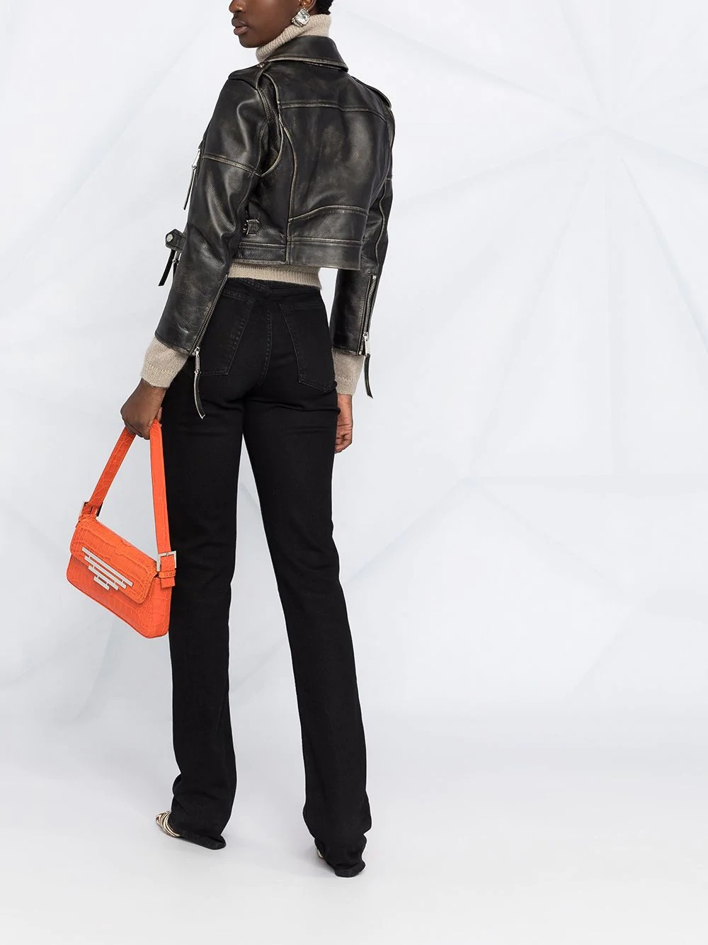 cropped biker jacket - 6