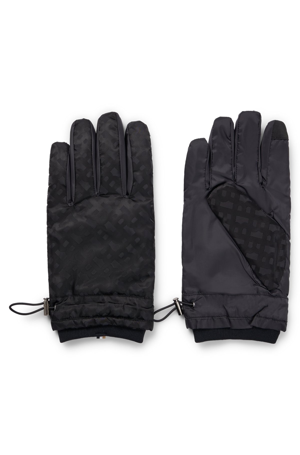 PADDED GLOVES WITH TONAL MONOGRAM DETAILS AND FLANNEL LINING - 1