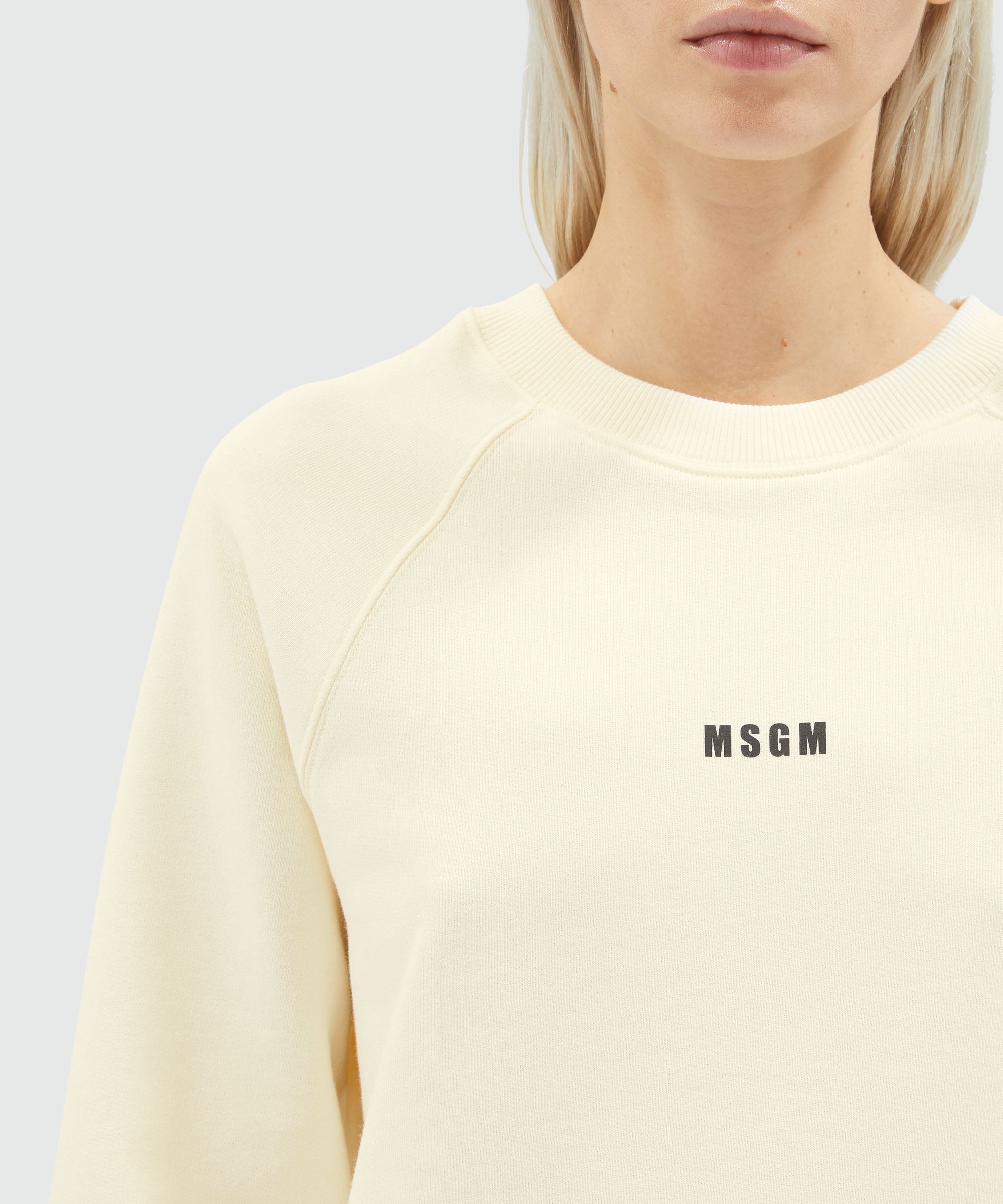 Cream jersey sweatshirt with micro logo - 5