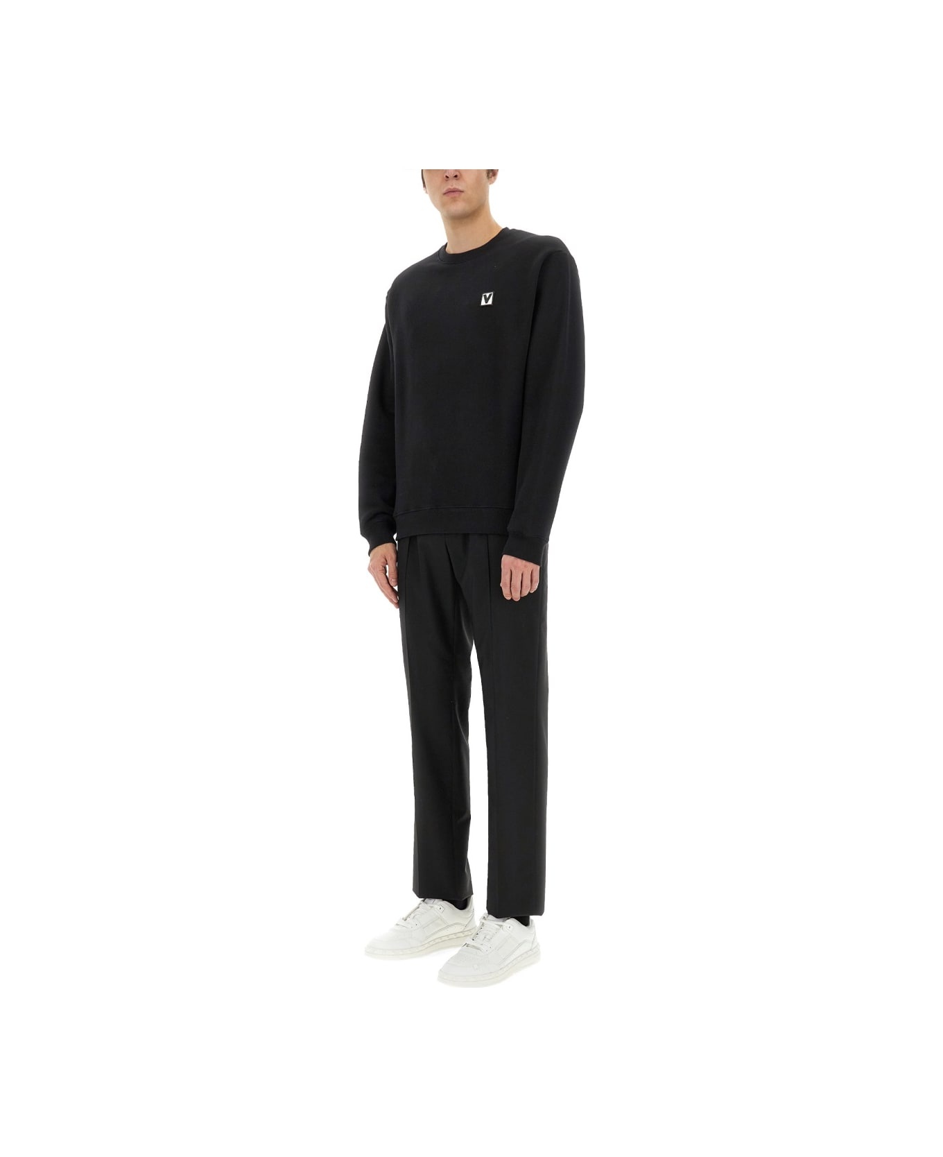 Cotton Crewneck Sweatshirt With "chez Valentino" Patch - 2