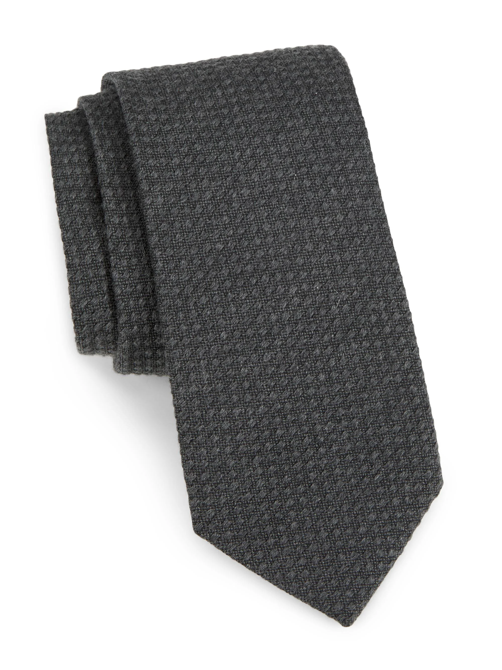 Men's Textured Silk-Cashmere Tie - Charcoal - 1