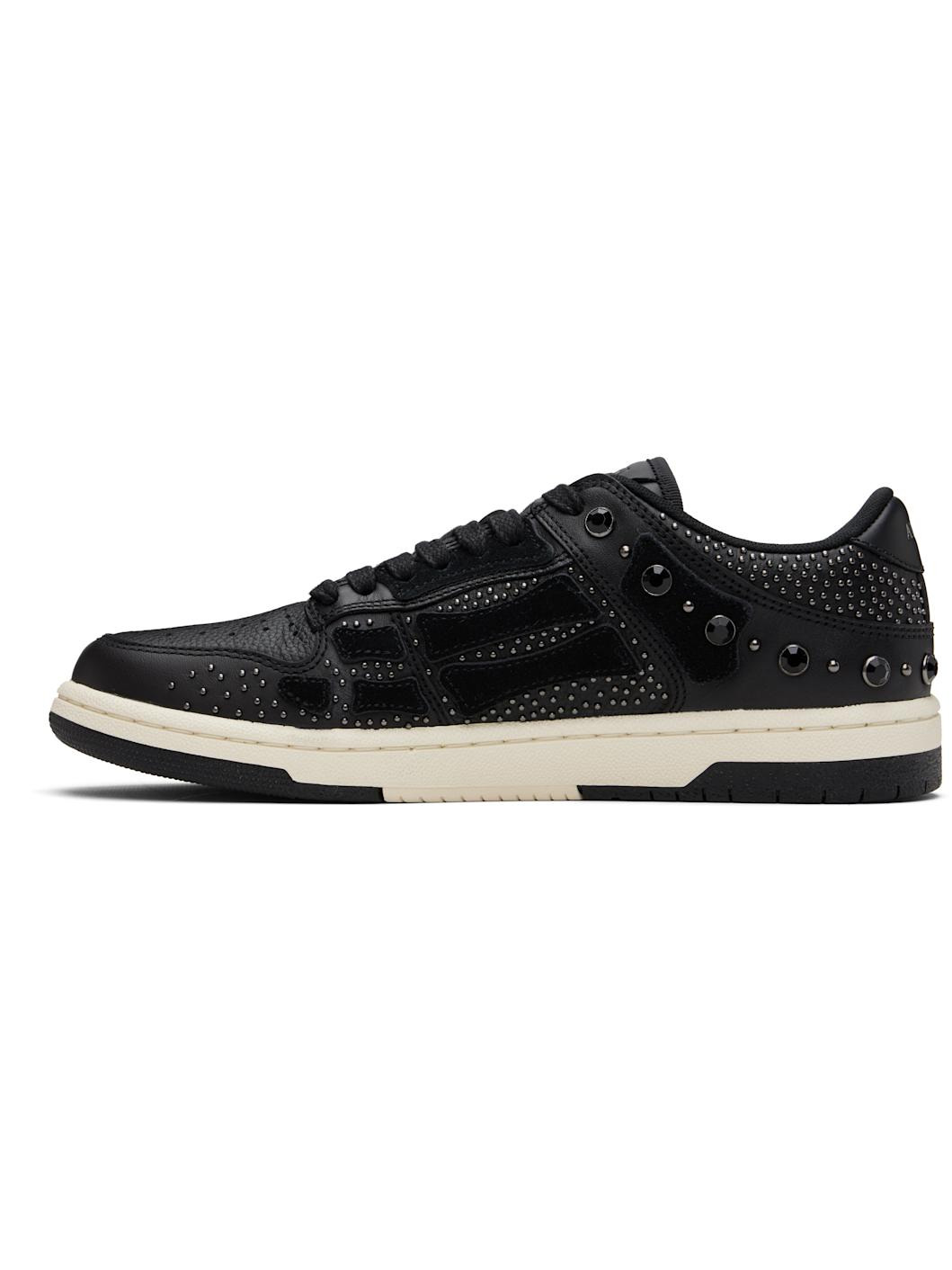 Black Crystal Studded Skel Top Low Sneakers - 3
