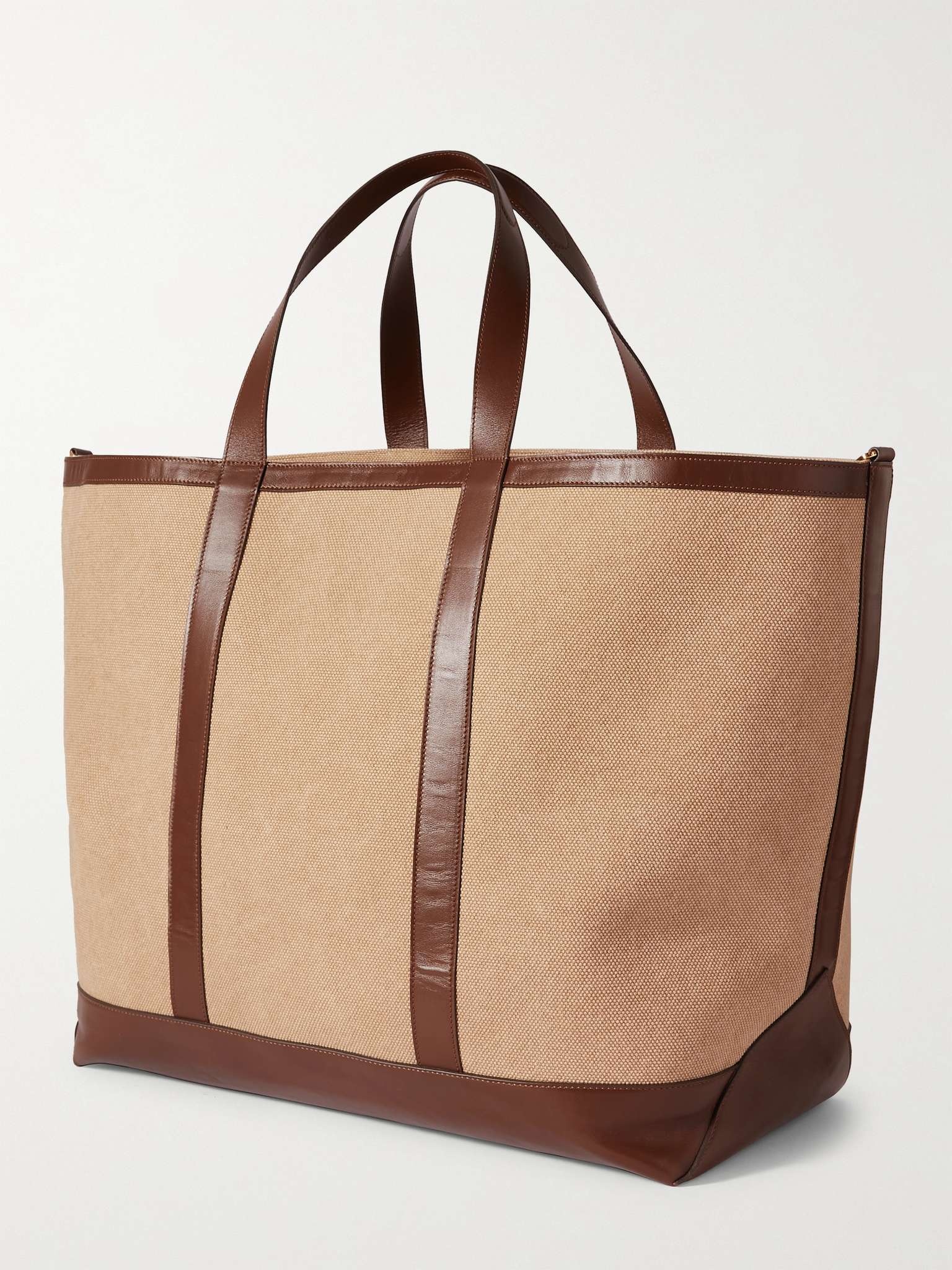 Leather-Trimmed Canvas Tote Bag - 4