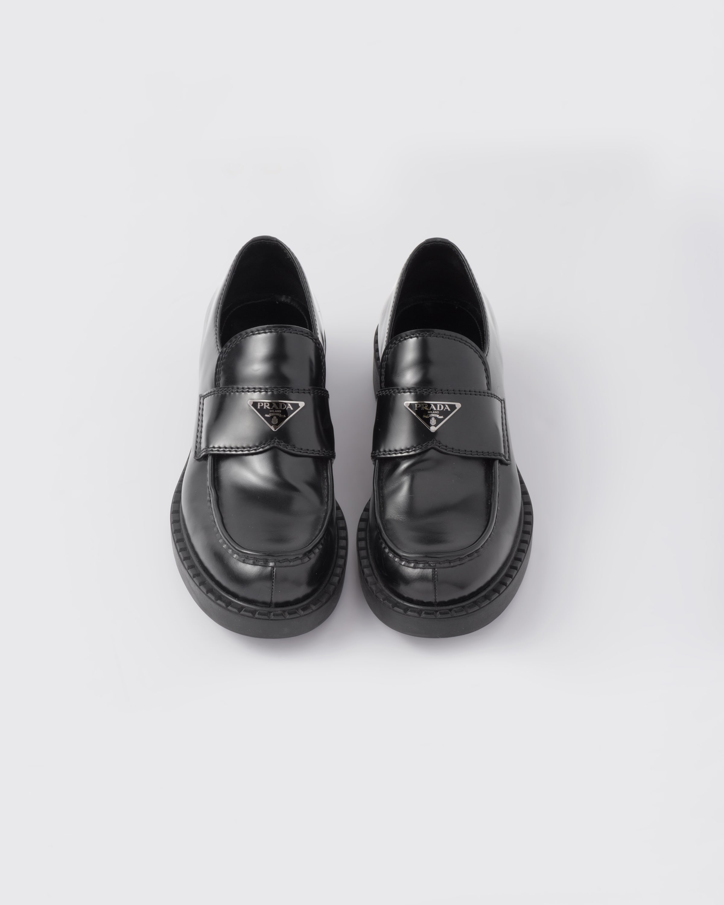 Prada Chocolate brushed leather loafers | REVERSIBLE