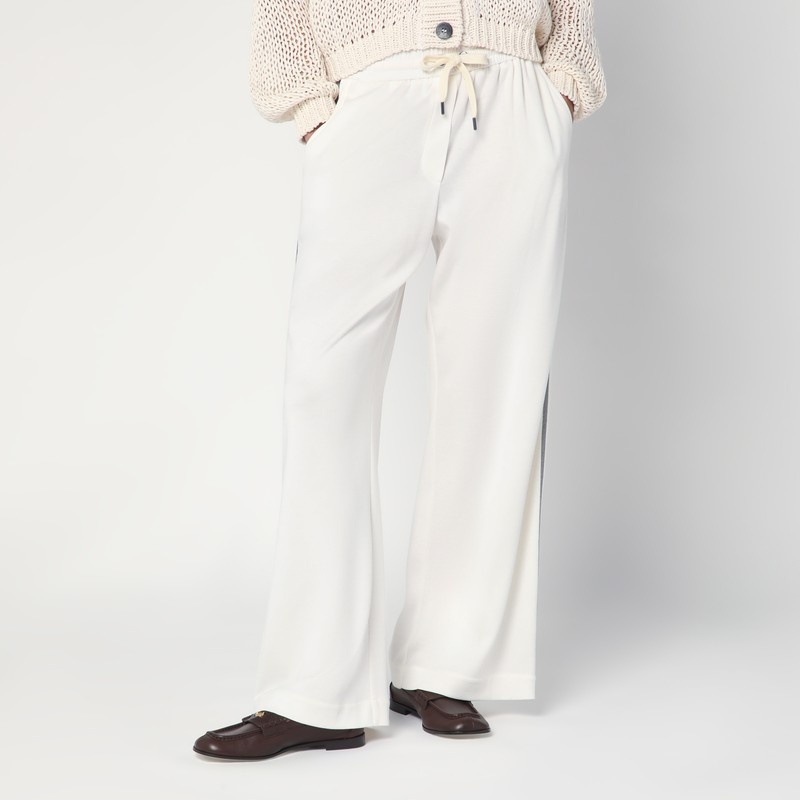 パンツ Brunello Cucinelli Wide White Trousers In Cotton And Silk Brunello Cucinelli Wide white trousers in cotton and silk