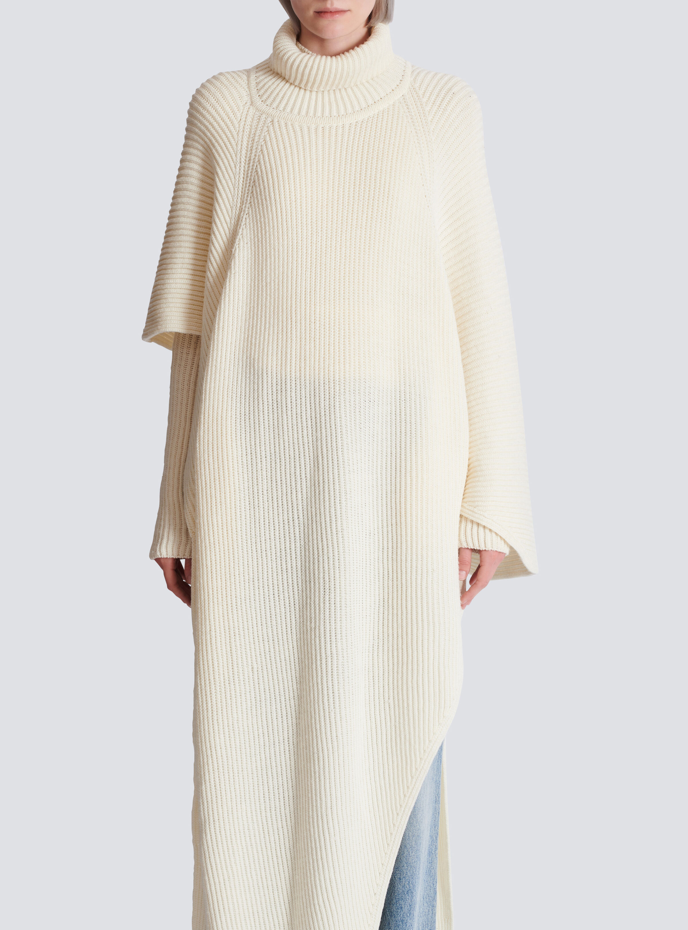 Asymmetric Knit Cape - 5