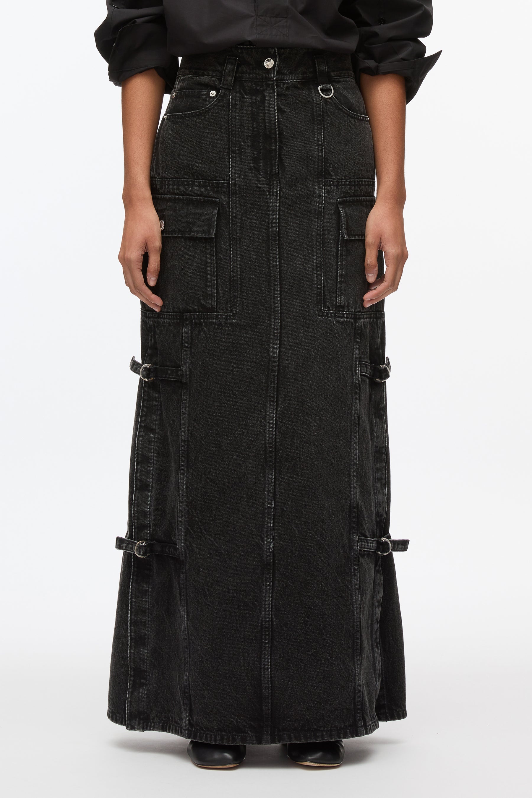 Denim Cargo Maxi Skirt - 3