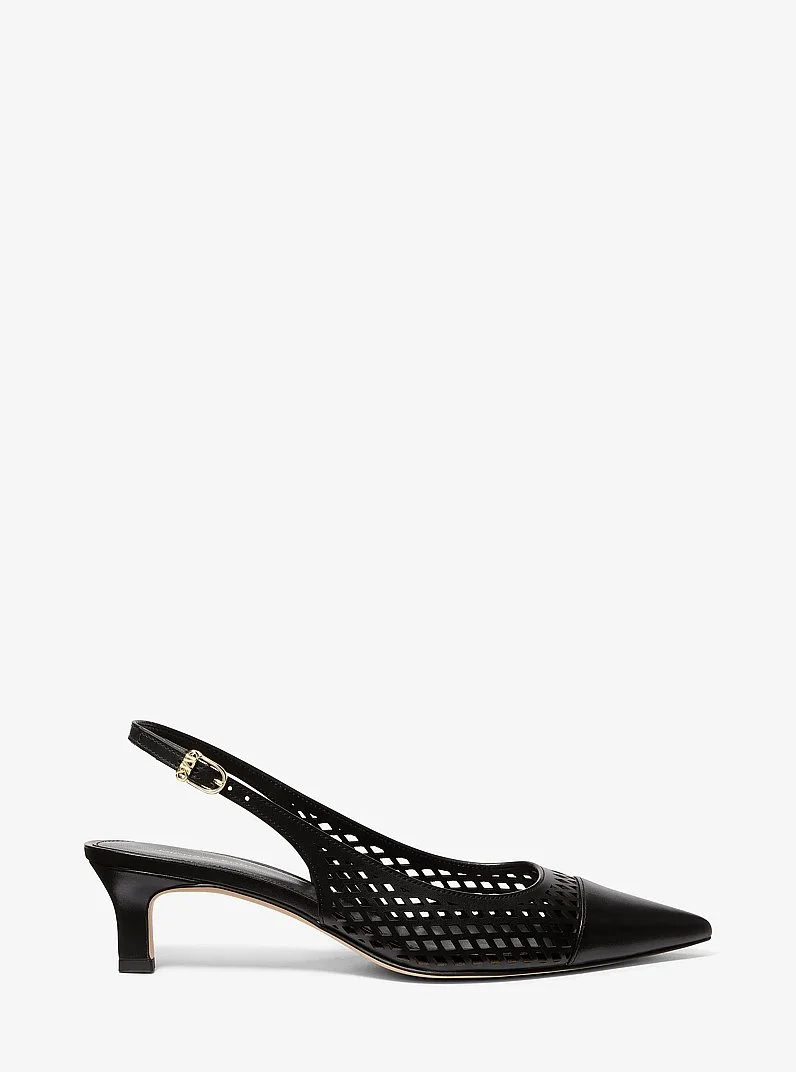 Amara Laser-Cut Leather Slingback Pump - 1
