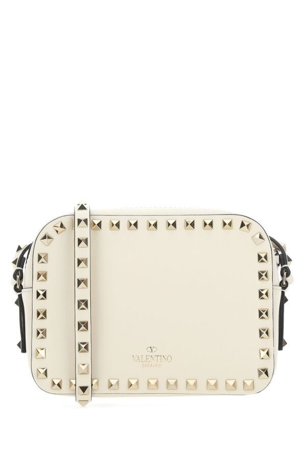 Ivory leather small Rockstud crossbody bag - 3