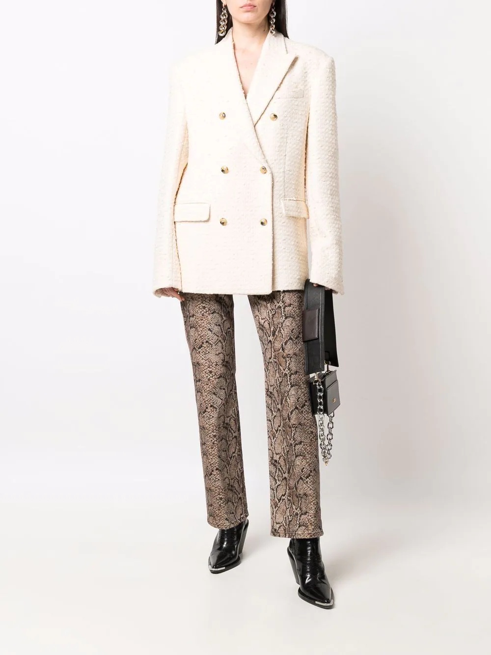 double-breasted bouclé blazer - 2