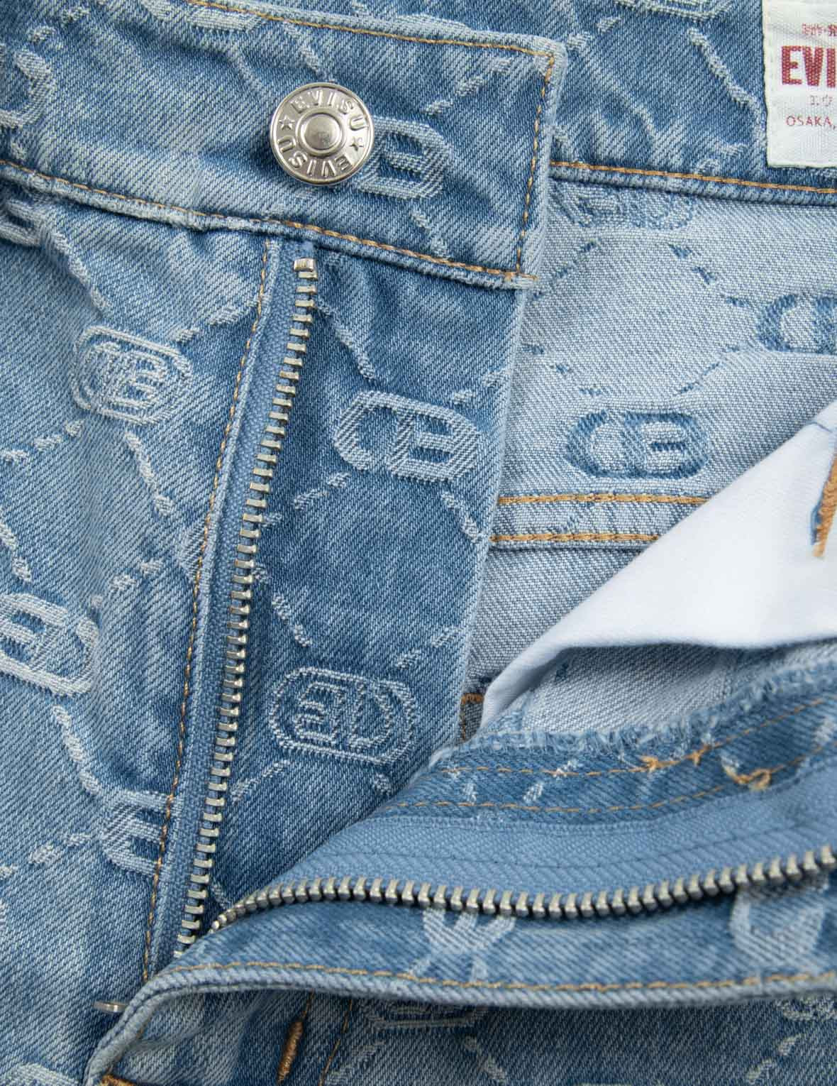 ALLOVER LOGO WITH PINK DIAMOND-IRONING SEAGULL LOOSE FIT DENIM SHORTS - 8